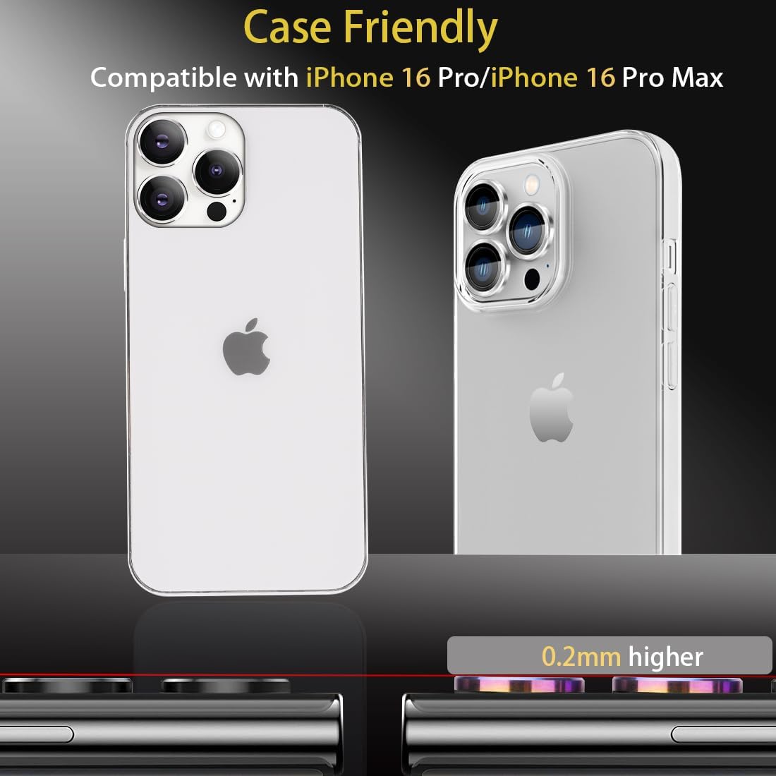 Kameraobjektivschutz für iPhone 16 Pro, iPhone 16 Pro Max, Objektivschutz aus gehärtetem Glas, ringförmige Kameraabdeckung aus Aluminiumlegierung, geeignet für iPhone 16 Pro/16 Pro Max (Silber)