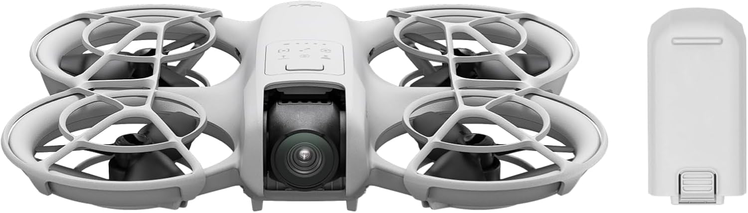 DJI Neo Two-Battery Combo, Drone Mini dengan Kamera 4K UHD untuk Dewasa, Drone Follow Me 135g dengan Palm Takeoff, Pelacakan Subjek AI, QuickShots, Video Stabil, Pelindung Propeller (Bebas Kontroler)