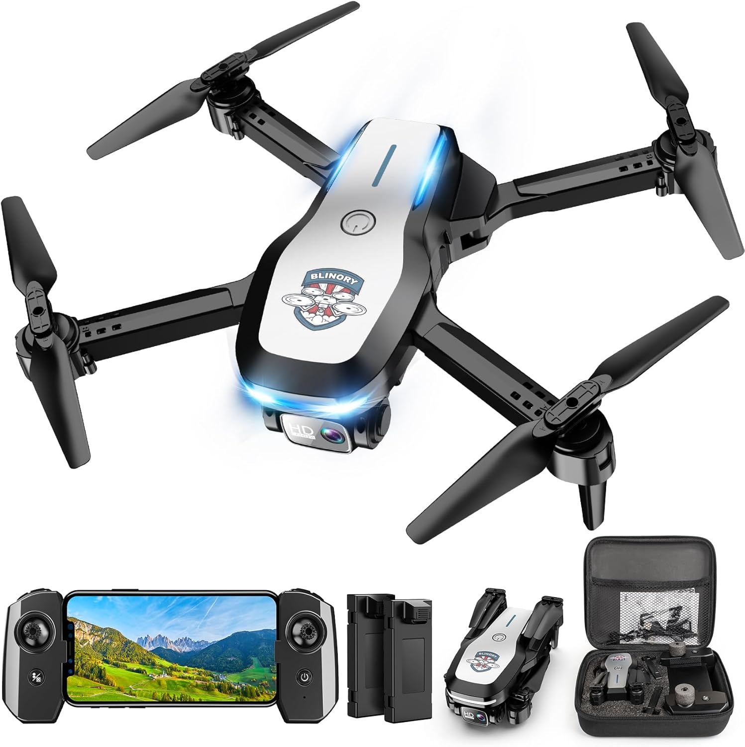 Drone with Camera 1080P FPV Foldable Drone for Beginners, Mini Drone with Altitude Hold, One Key Take Off/Land, Trajectory Flight, 3D Flip, 3 Speeds, Gravity Control,Toys for Boys Girls · v4
