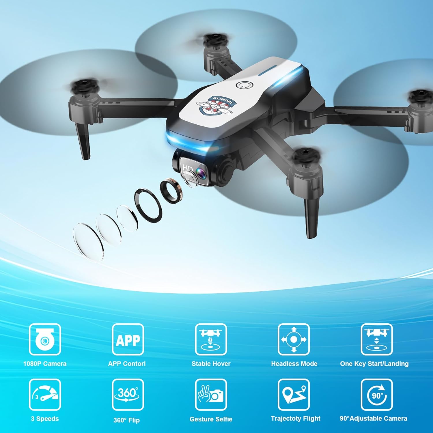 Drone with Camera 1080P FPV Foldable Drone for Beginners, Mini Drone with Altitude Hold, One Key Take Off/Land, Trajectory Flight, 3D Flip, 3 Speeds, Gravity Control,Toys for Boys Girls · v4