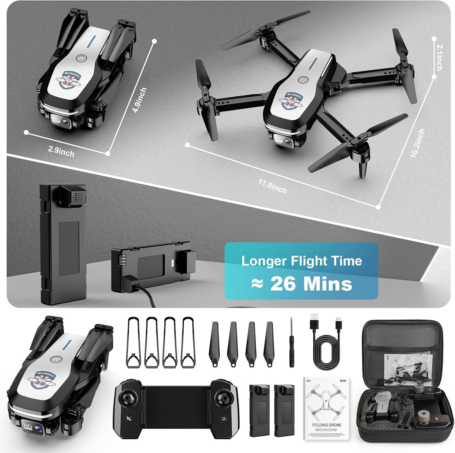 Drone with Camera 1080P FPV Foldable Drone for Beginners, Mini Drone with Altitude Hold, One Key Take Off/Land, Trajectory Flight, 3D Flip, 3 Speeds, Gravity Control,Toys for Boys Girls · v4