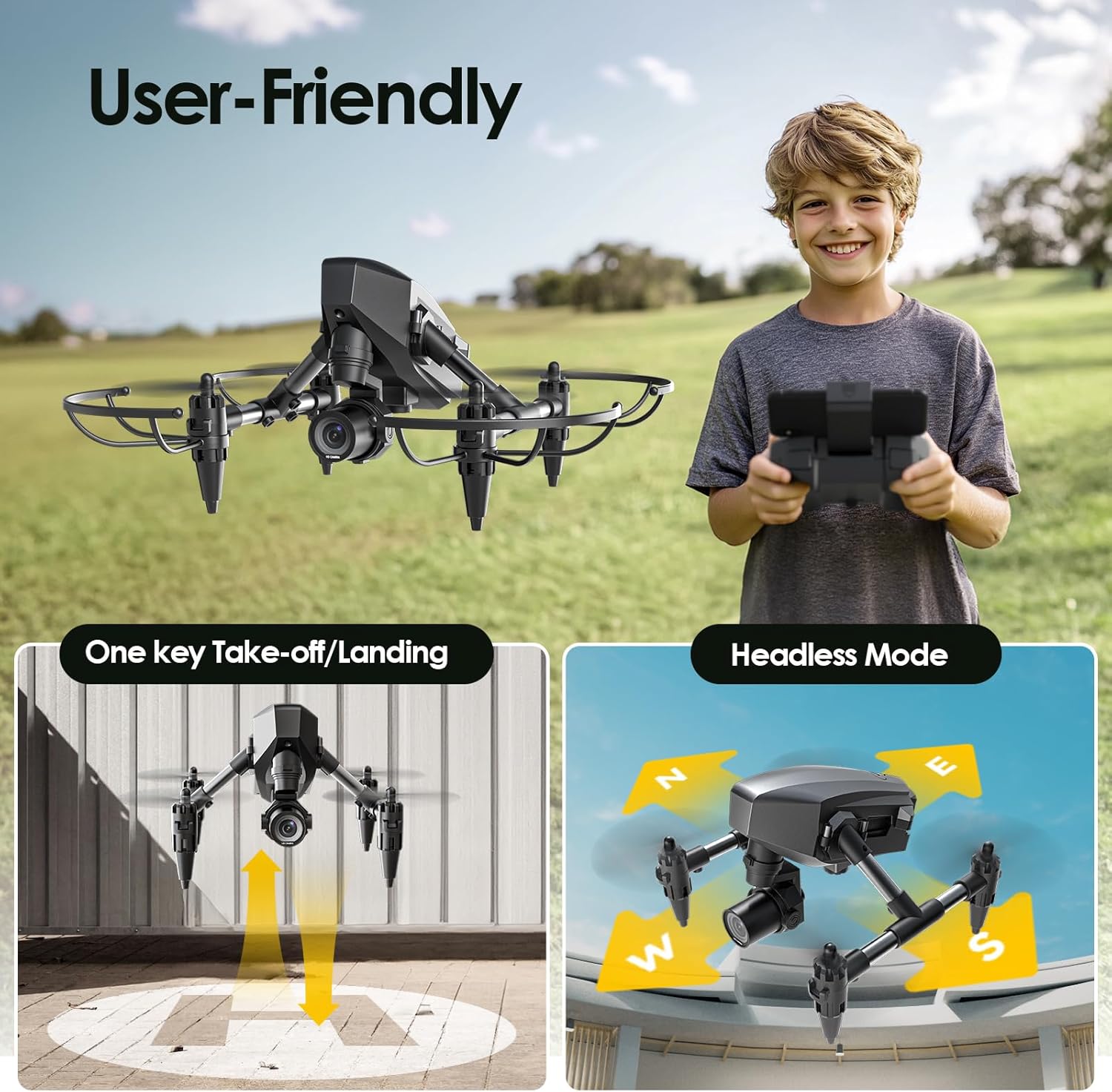 Drone with Camera for Kids 1080P, Wefone Mini Drone for Beginners Adults Small RC Dron HD FPV Quadcopter with Optical Flow Positioning, 3 Batteries, 3D Flip, One Key Start, Toy Gifts for Boys Girls · v4