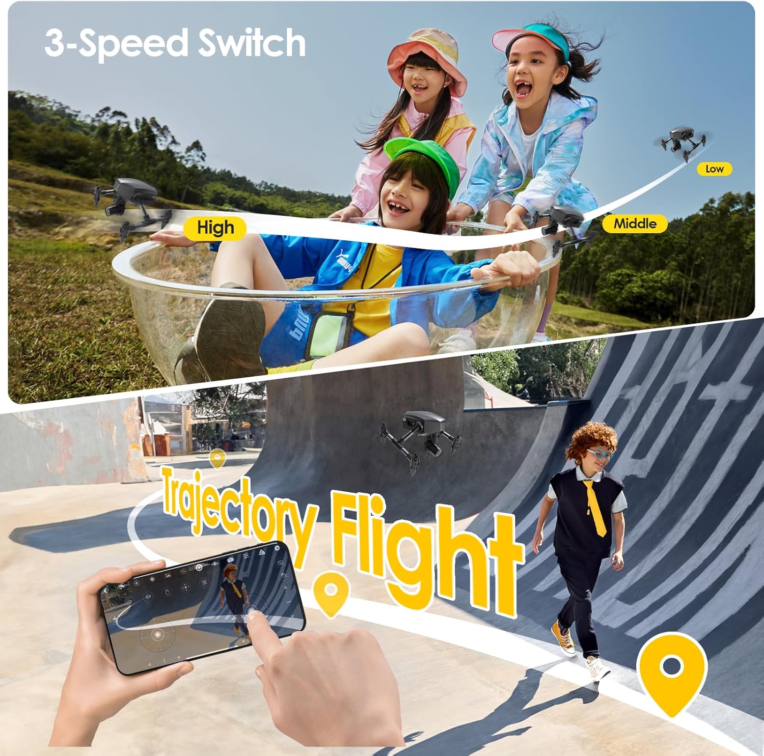 Drone with Camera for Kids 1080P, Wefone Mini Drone for Beginners Adults Small RC Dron HD FPV Quadcopter with Optical Flow Positioning, 3 Batteries, 3D Flip, One Key Start, Toy Gifts for Boys Girls · v4