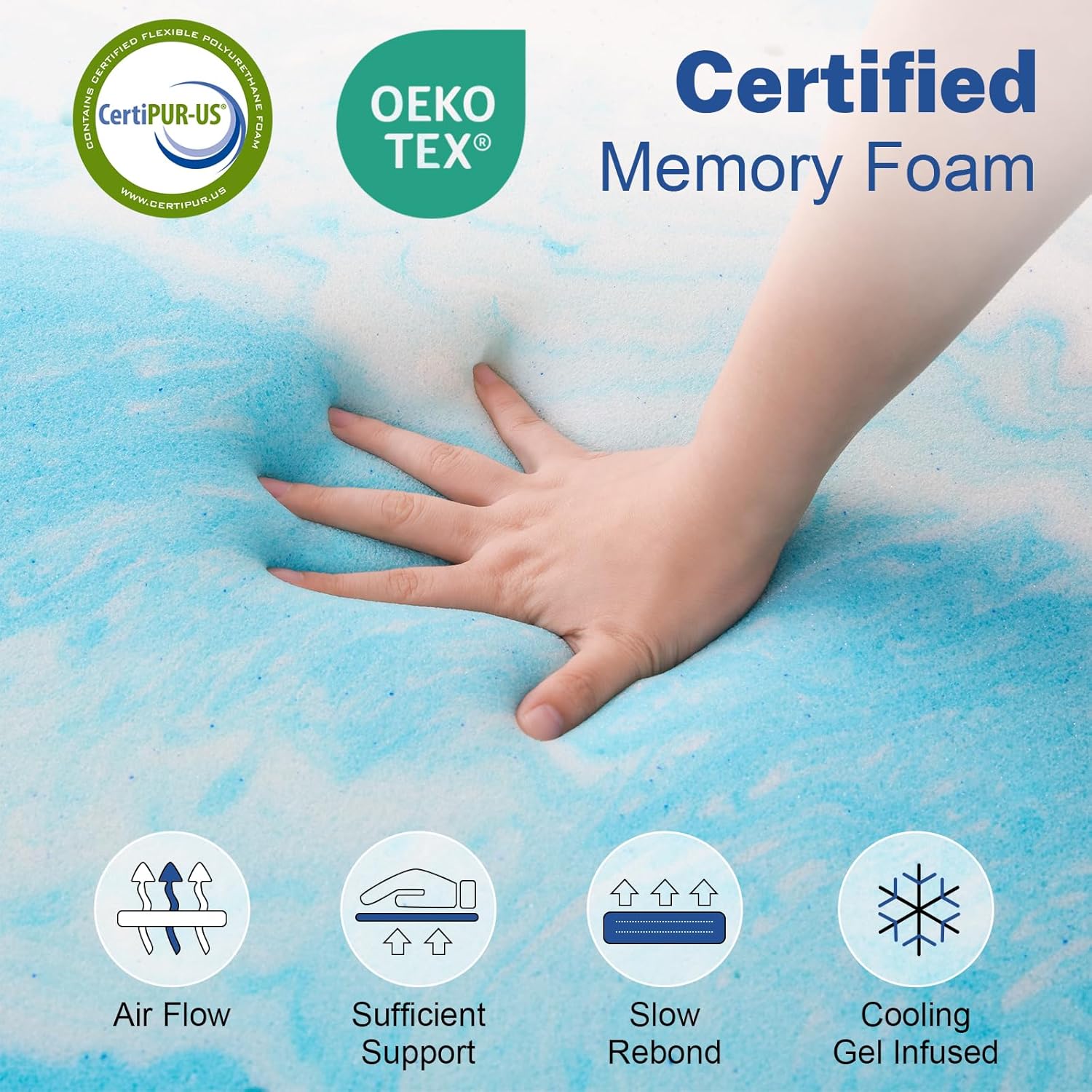 Colchón WEUP Firm de espuma viscoelástica de 12 pulgadas de tamaño completo, lujoso colchón de gel refrescante para té verde para dormir bien, alivia la presión, sin fibra de vidrio, certificado CertiPUR-US, fabricado en EE. UU. 75 x 54 pulgadas