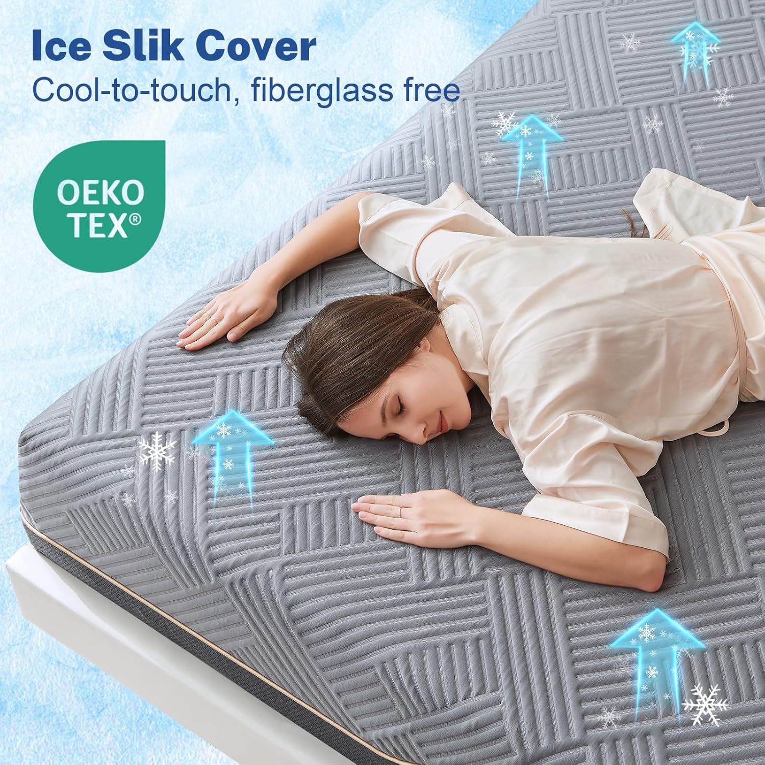 Colchón WEUP Firm de espuma viscoelástica de 12 pulgadas de tamaño completo, lujoso colchón de gel refrescante para té verde para dormir bien, alivia la presión, sin fibra de vidrio, certificado CertiPUR-US, fabricado en EE. UU. 75 x 54 pulgadas