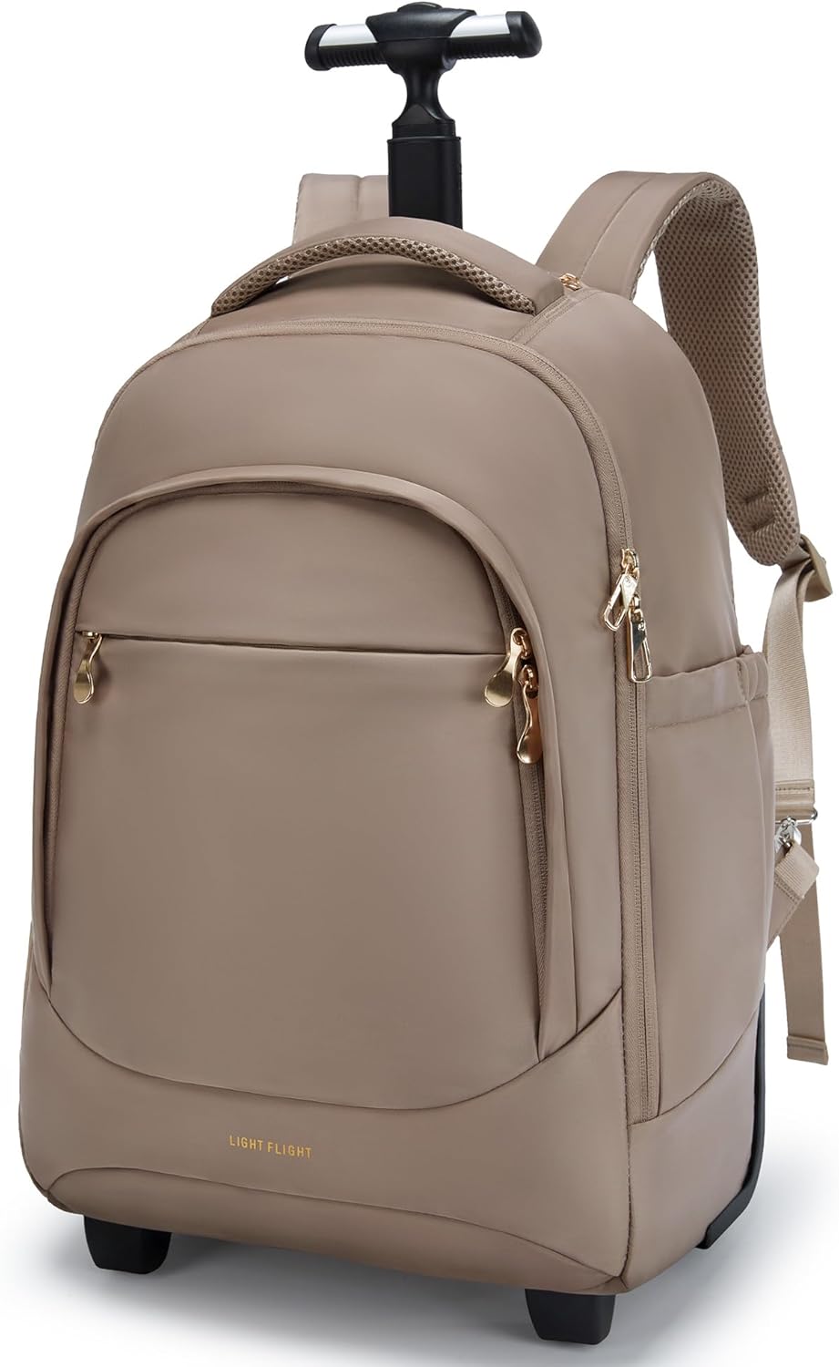 LIGHT FLIGHT Rolling Travel Backpack, Water-Resistant Travel Laptop Backpacks with Wheels for Adults, 17 Inch Large Roller College Backpack Luggage Carry on, Champagne · v5