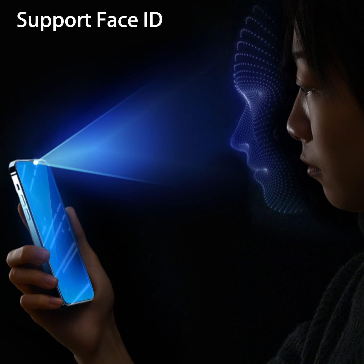 2 Pack Anti-Blue Privacy Tempered Glass for iPhone 16 Pro Anti-Spy Screen Protector Film Electroplated Blue 6.3 inch · v2