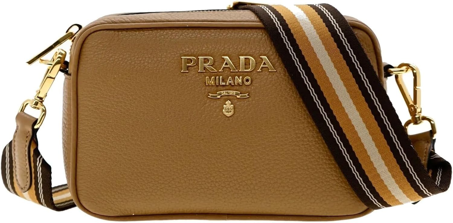 Prada Milano Leather Crossbody Bag, Small, Caramel, 7W x 5H x 2.5D inches · v5