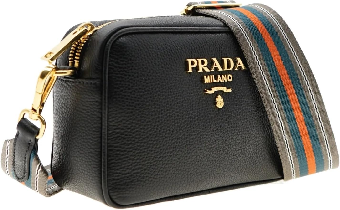 Borsa a tracolla in pelle Prada Milano nera 1BH096