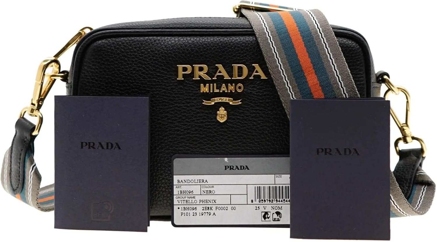 Borsa a tracolla in pelle Prada Milano nera 1BH096