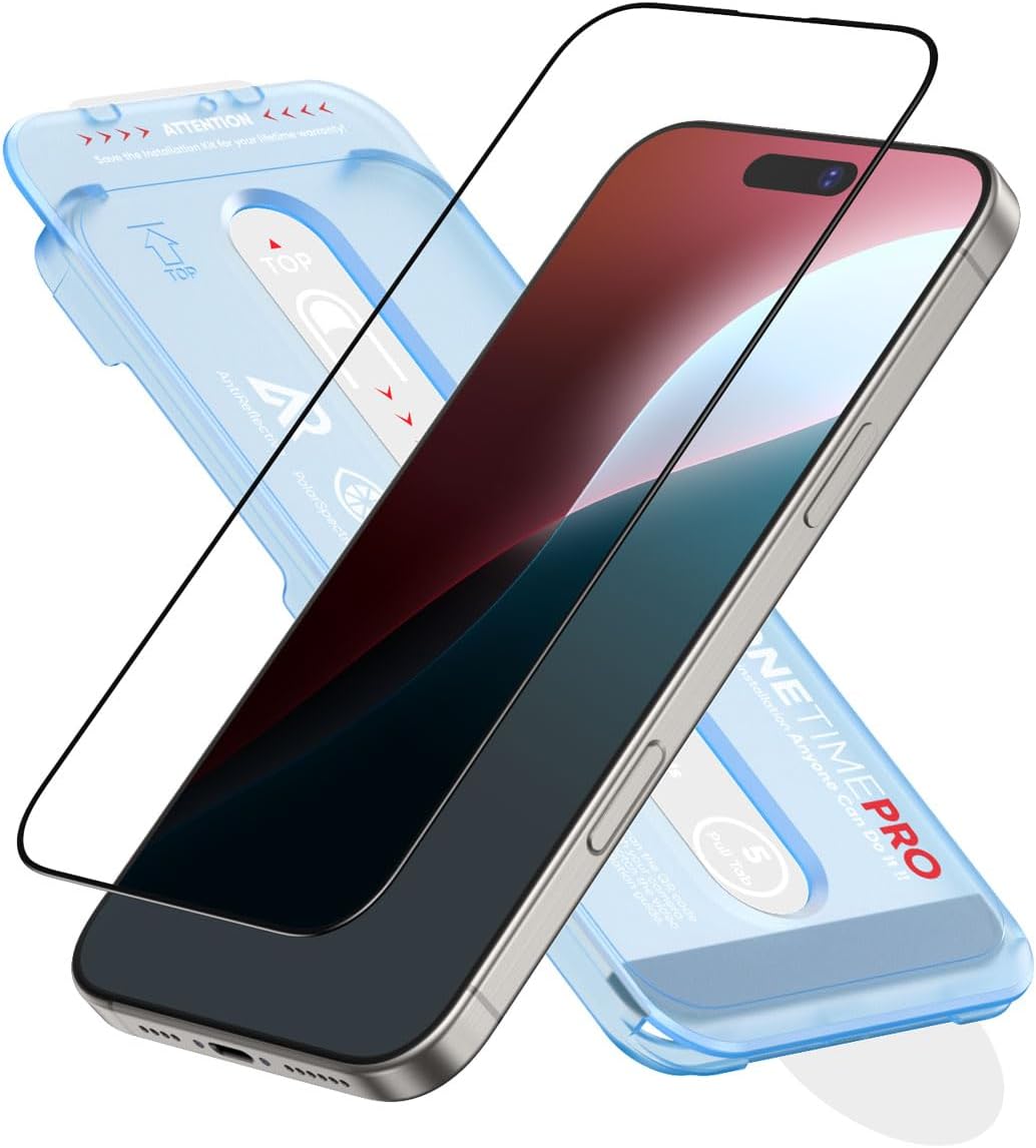 FLOLAB NanoArmour ONETIME PRO for iPhone 16 Pro Max Screen Protector, Anti-Reflective,PolarSpectra Anti-Rainbow, Tempered Glass, Ultra Clear, Infinity Edge, Easy Install, Dust-Free, Scratch Resistant