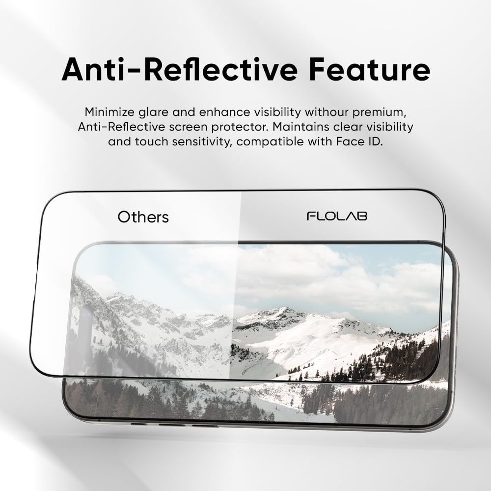 FLOLAB NanoArmour ONETIME PRO for iPhone 16 Pro Max Screen Protector, Anti-Reflective,PolarSpectra Anti-Rainbow, Tempered Glass, Ultra Clear, Infinity Edge, Easy Install, Dust-Free, Scratch Resistant · v2