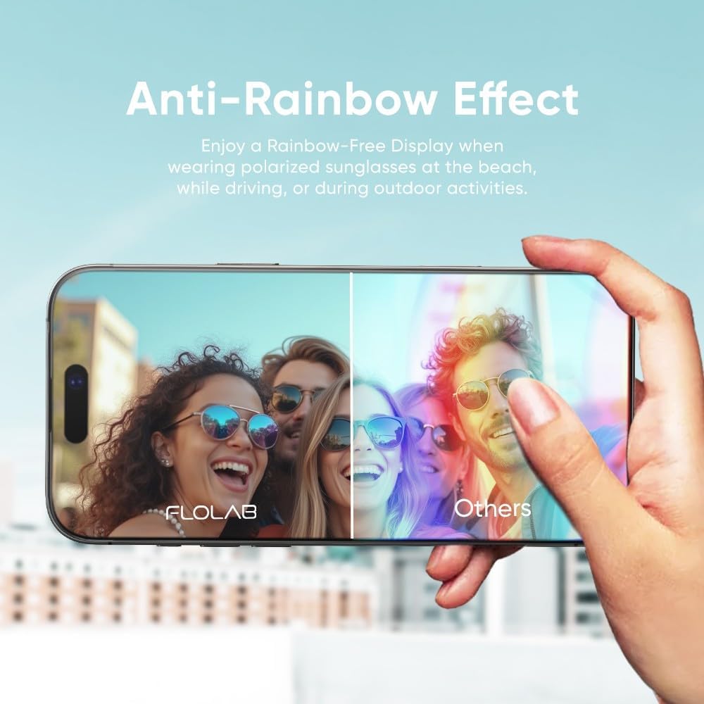 FLOLAB NanoArmour ONETIME PRO for iPhone 16 Pro Max Screen Protector, Anti-Reflective,PolarSpectra Anti-Rainbow, Tempered Glass, Ultra Clear, Infinity Edge, Easy Install, Dust-Free, Scratch Resistant · v2