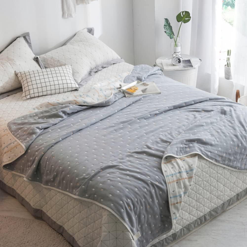 100% Cotton Blanket Super Soft Double Layer Checkered Travelling Blanket,Luxury Breathable Bed Sheet Warm Comfortable Blanket Two-Person Number All Seasons Easy to Clean-H 120x150cm