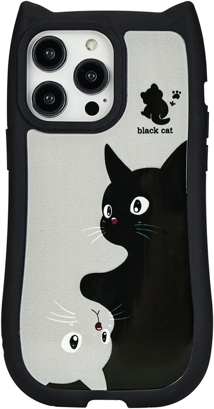 Compatibile con custodia per iPhone 13 Pro Max, simpatica custodia antiurto in silicone sottile e antiurto in silicone Kawaii per donne e ragazze, morbida e sottile, antiurto, per iPhone 13 Pro Max, nera