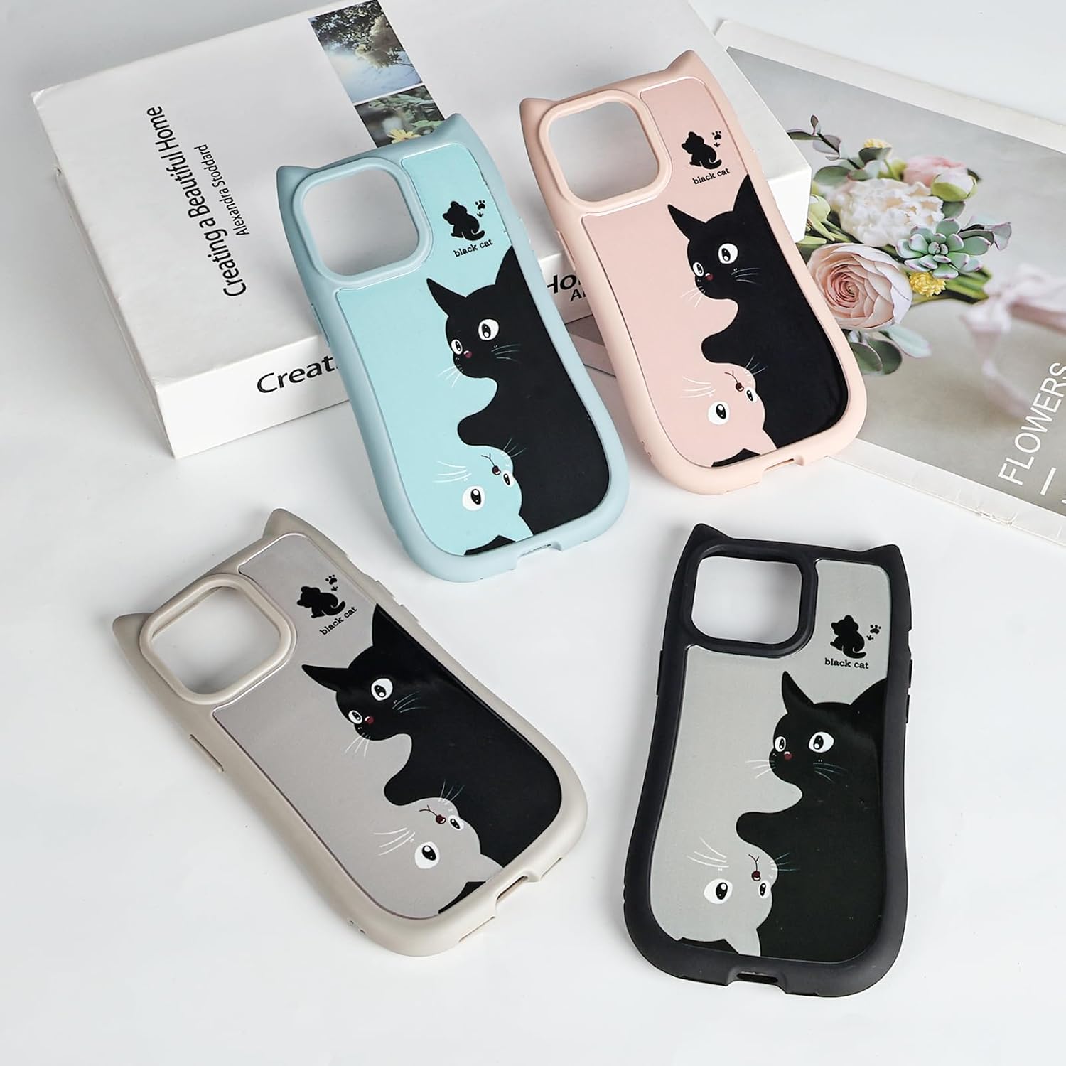 Compatibile con custodia per iPhone 13 Pro Max, simpatica custodia antiurto in silicone sottile e antiurto in silicone Kawaii per donne e ragazze, morbida e sottile, antiurto, per iPhone 13 Pro Max, nera
