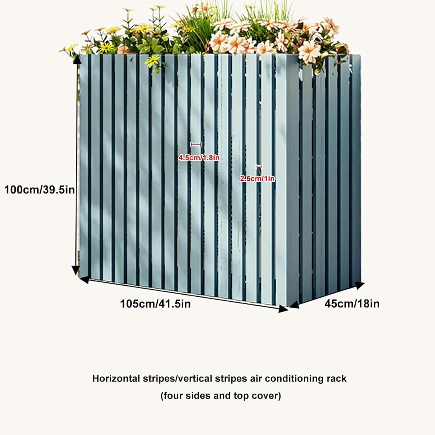 Blumenständer für Klimaanlagen aus Massivholz, Pflanzenständer, Sichtschutz für Klimaanlagen, Klimaanlagenabdeckung aus Holz, dekorativer Klimaanlagenzaun~/