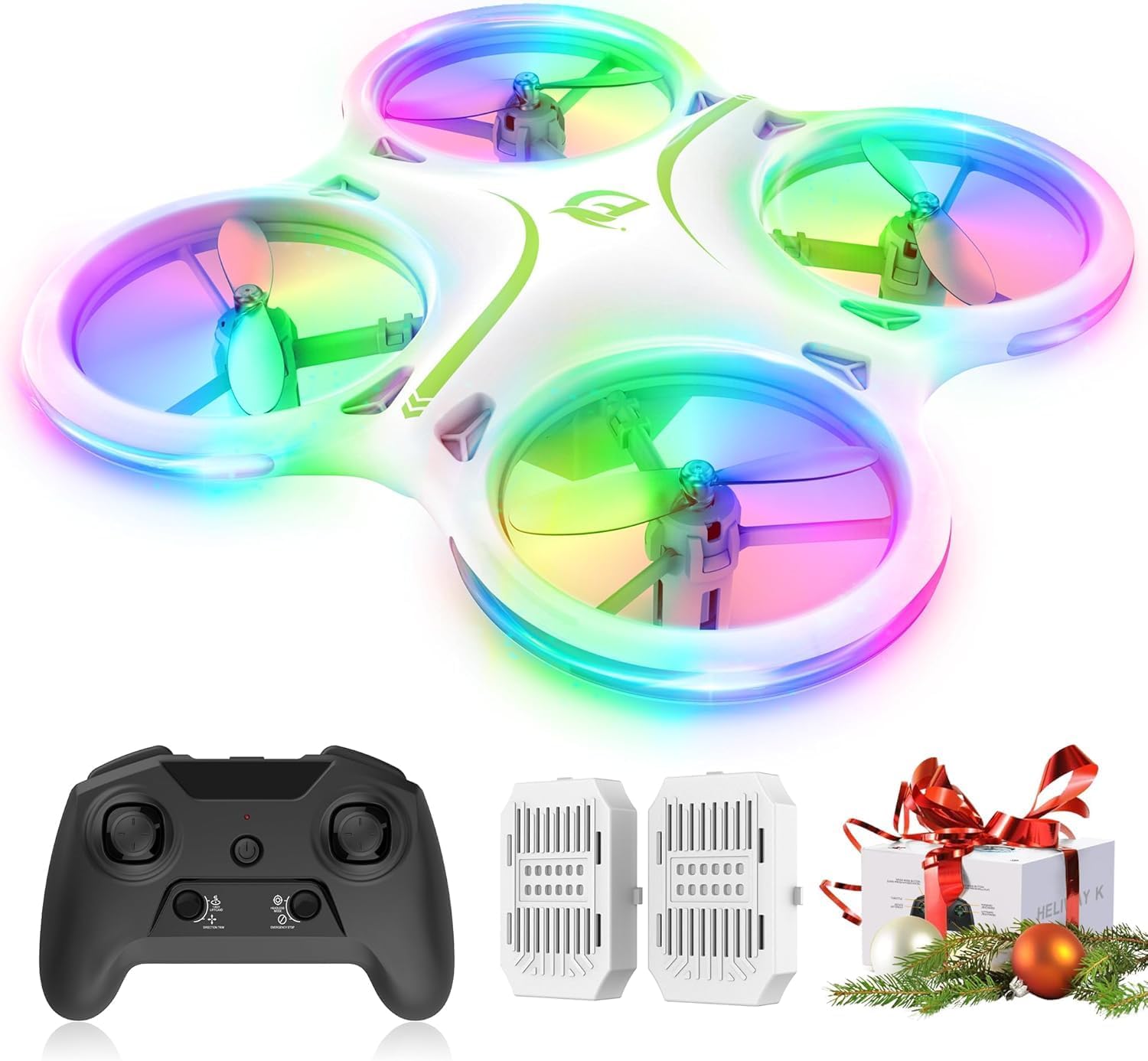 Droni per bambini dagli 8 ai 12 anni, drone per bambini e principianti, drone con luce a led, piccolo drone RC per interni con 360 Flip, 2 batterie, atterraggio con una chiave, giocattolo volante per bambini regalo per ragazzo e ragazza