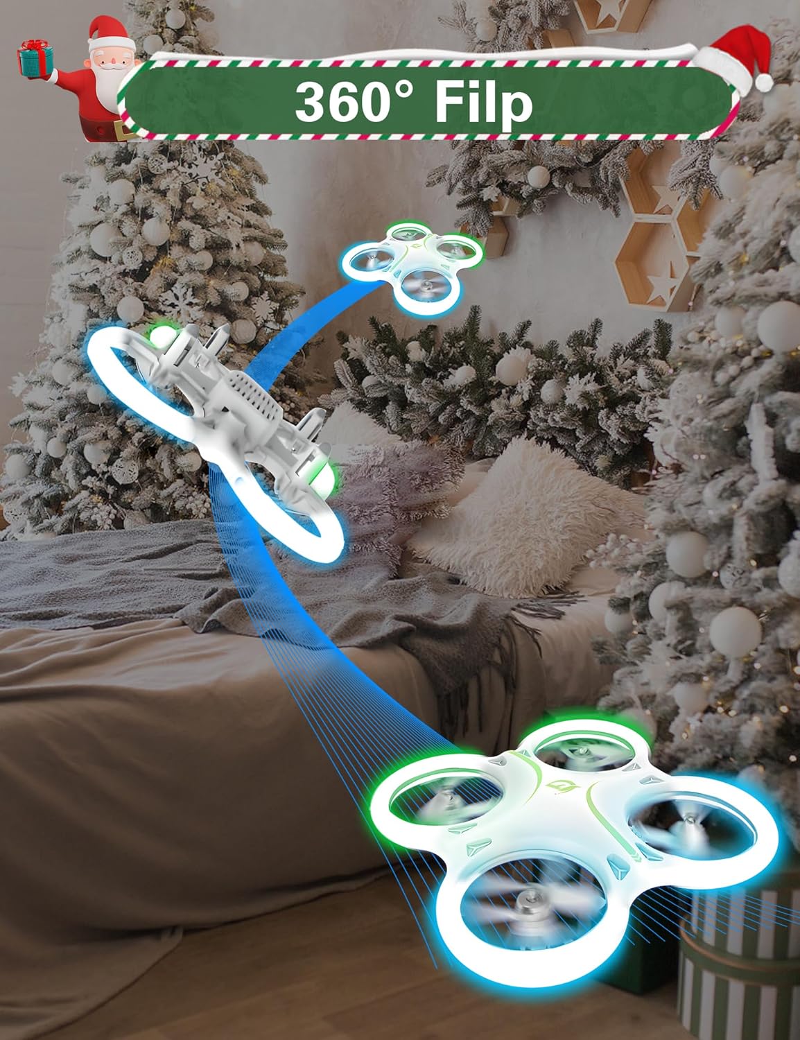 Drones for kids 8-12, Drone for Kid and Beginner, Drone with Led Light, Small Indoor Rc Drone with 360 Flip, 2 Batteries, One Key Take Off Landing, Kids Flying Toy Gift for Boy and Girl · v4