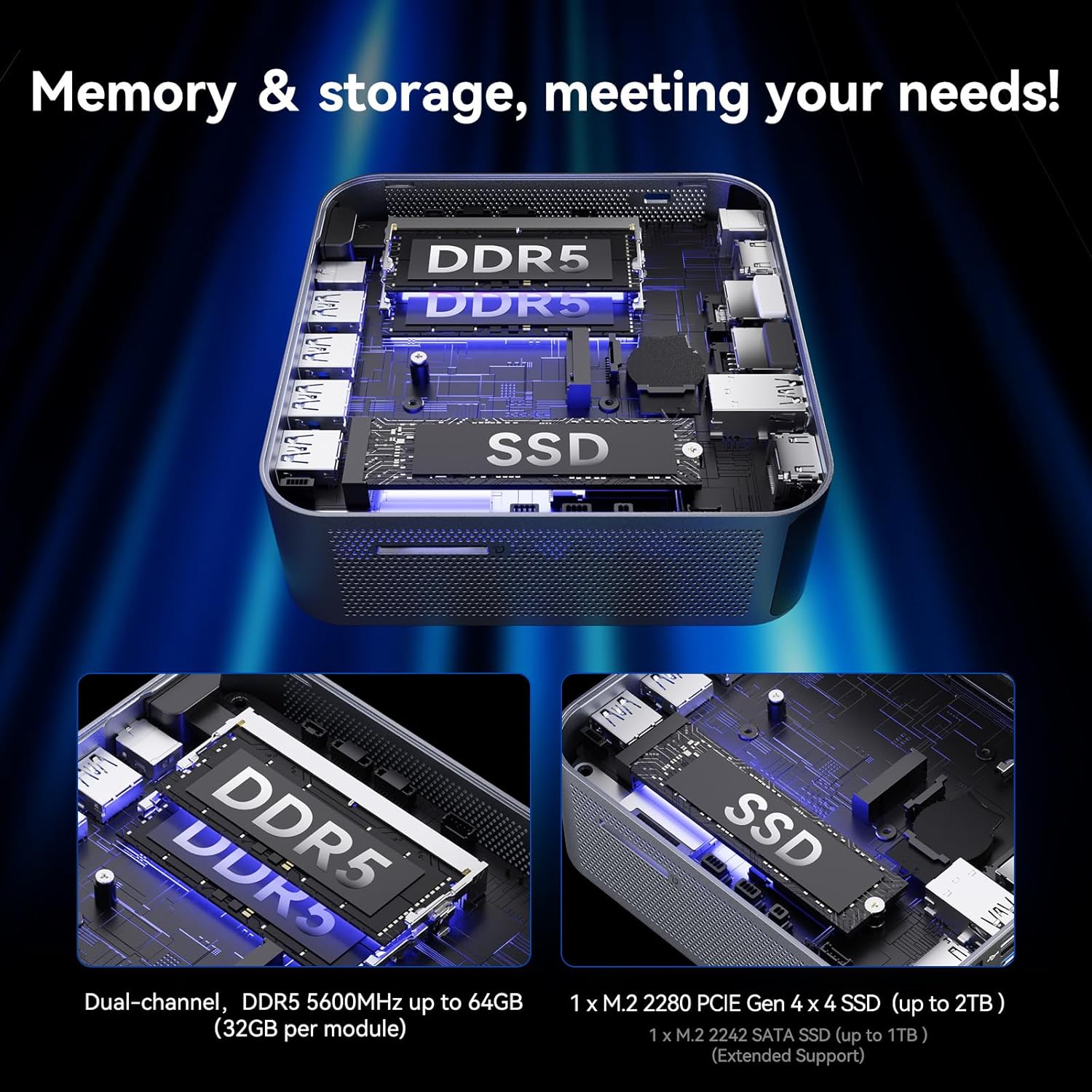 GEEKOM GT1 Mega AI Mini PC,14th Gen Intel Core Ultra U9-185H Processor (16C/22T,up to 5.1 GHz),32GB DDR5 2TB PCIe Gen4 SSD,Mini Desktop Computers Windows 11 Pro,WiFi 7/BT 5.4/Dual 2.5G LAN/USB4.0/8K · v7