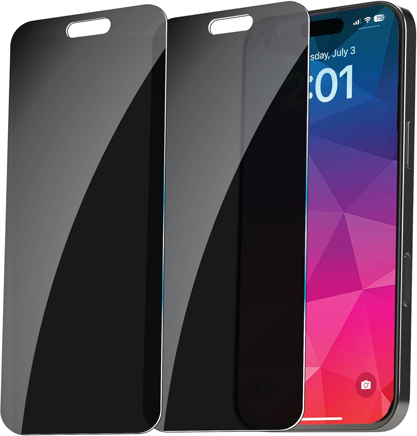 Lot de 2 films de protection d'écran en verre trempé BLACK DECKER pour iPhone (Privacy_iPhone 16 Pro Max)