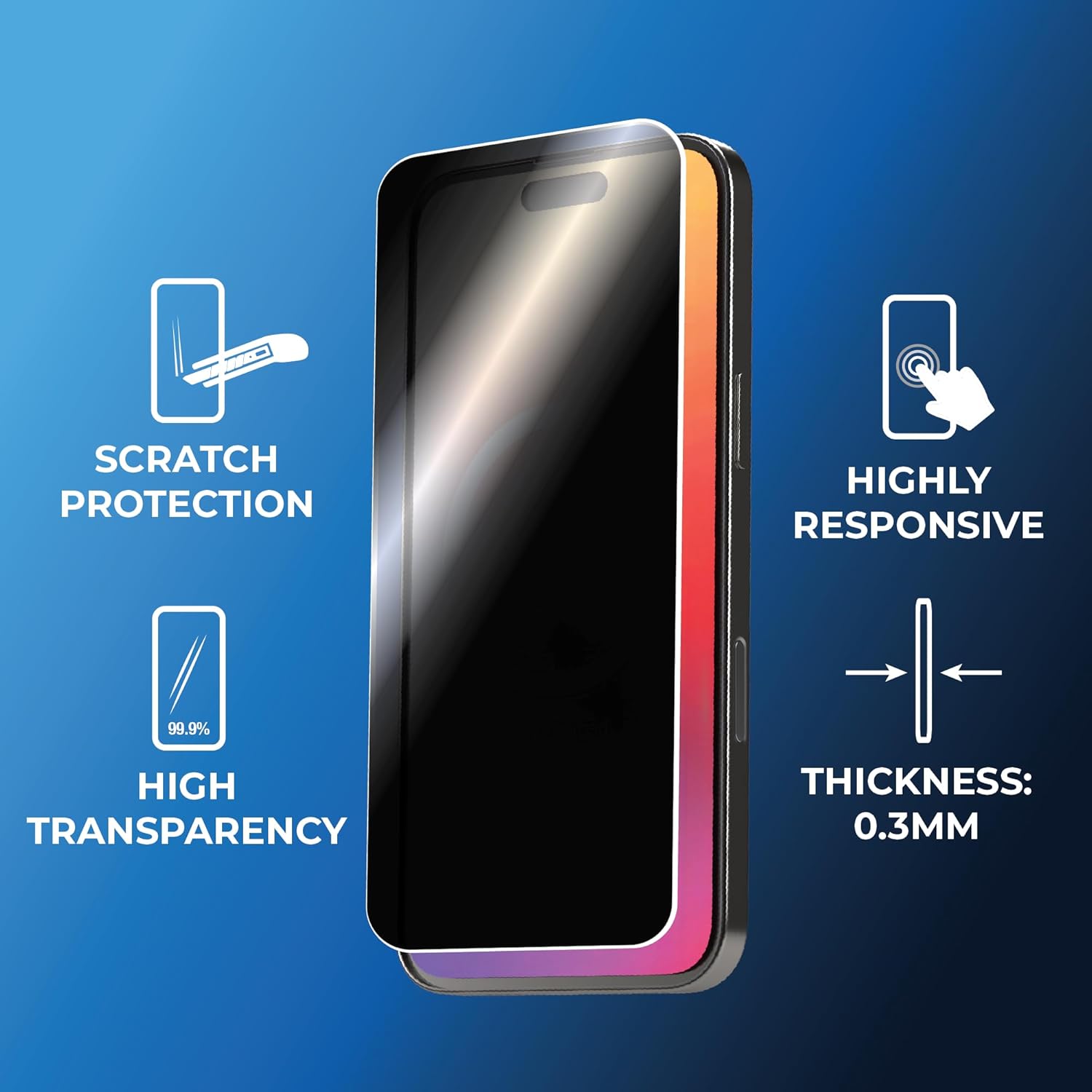 Lot de 2 films de protection d'écran en verre trempé BLACK DECKER pour iPhone (Privacy_iPhone 16 Pro Max)