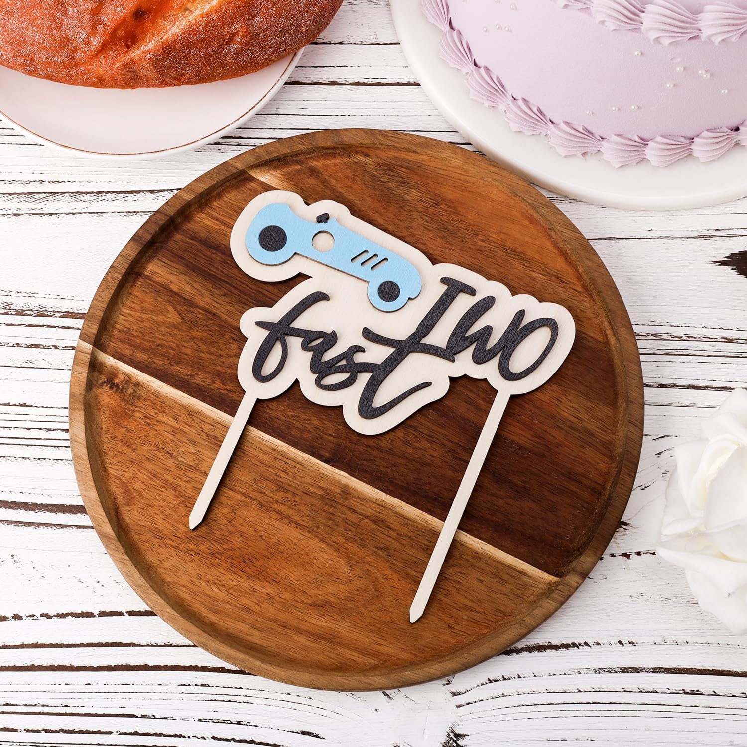 Two Fast Birthday Cake Topper, Race Car Theme Cake Topper Race Car Theme Cake Topper for Birthday Party Decorations Birthday Flag Sign Supplies · v5