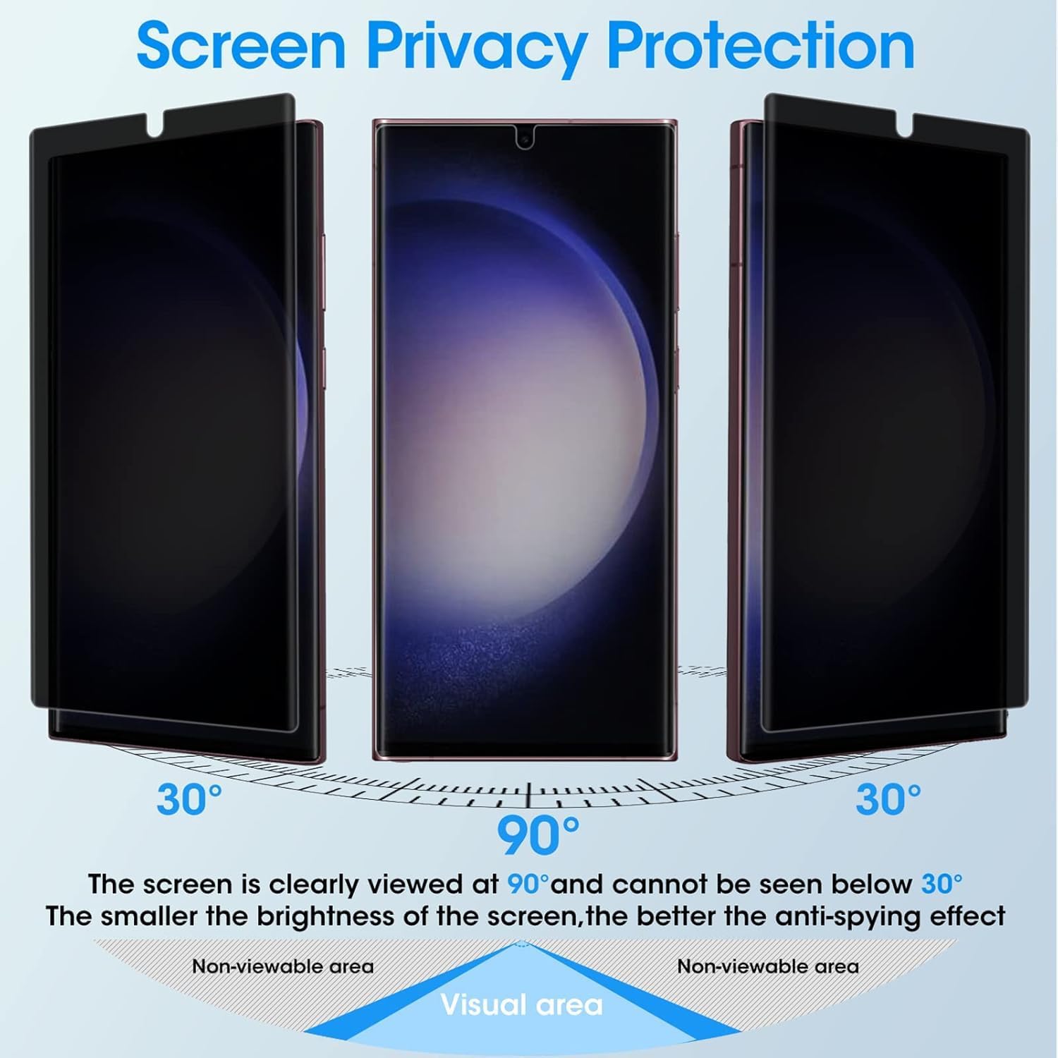 2 Pack Galaxy S23 Ultra Privacy Screen Protector 3D Curved Edge Tempered Glass 100% Fingerprint Unlocking,Scratch  Impact Protection HD