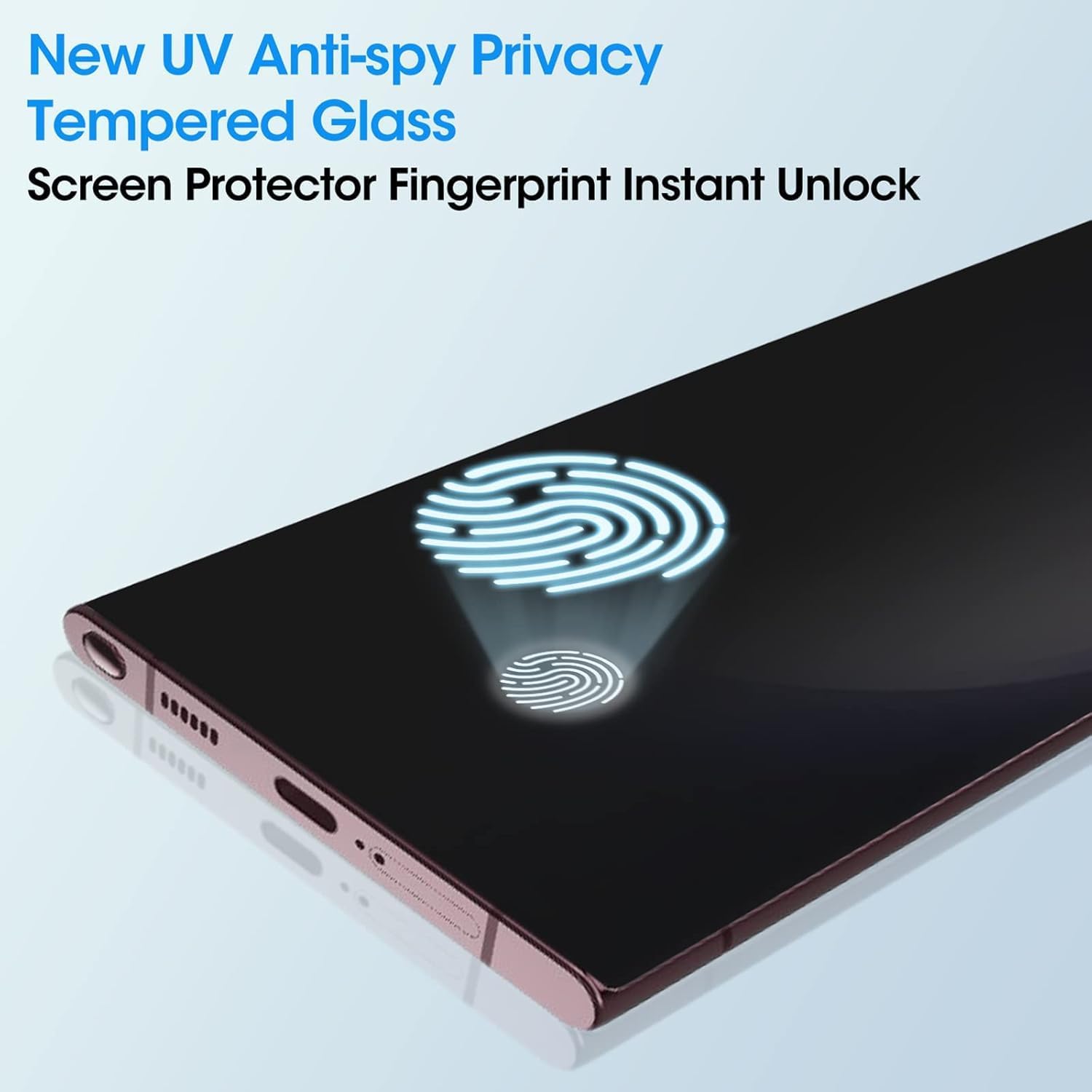 2 Pack Galaxy S23 Ultra Privacy Screen Protector 3D Curved Edge Tempered Glass 100% Fingerprint Unlocking,Scratch  Impact Protection HD