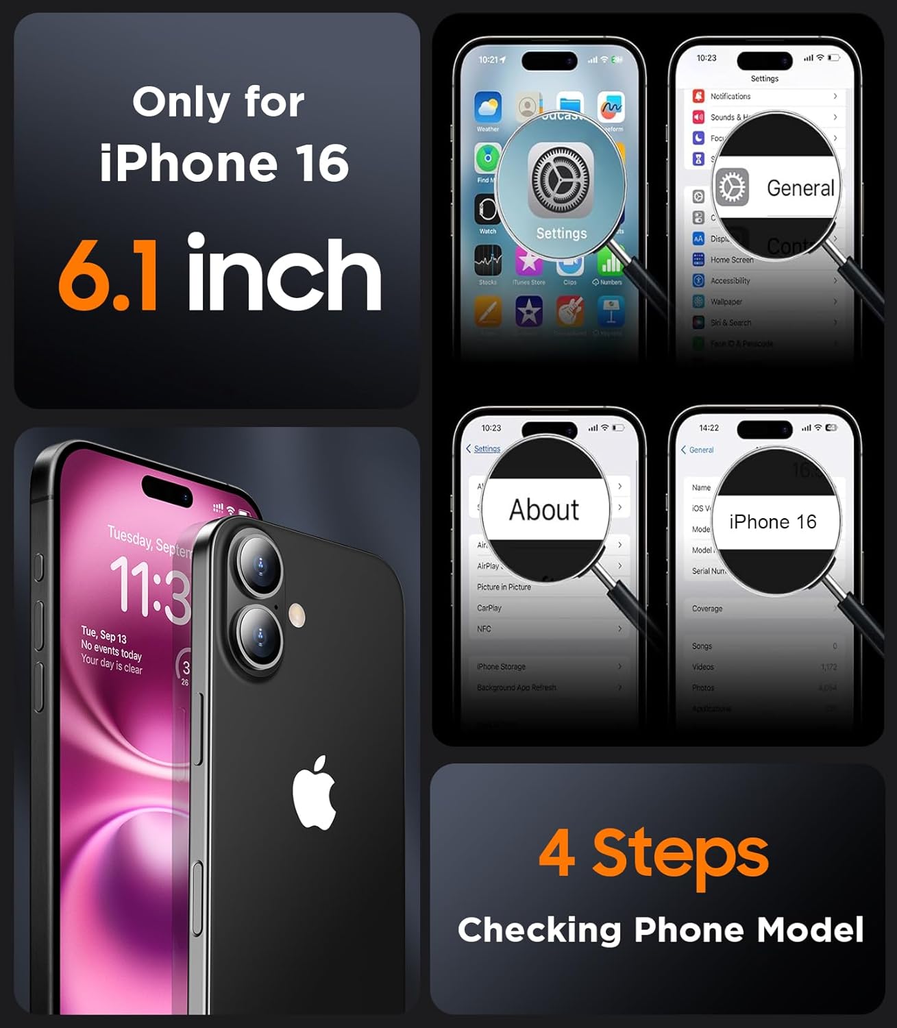 SPIDERCASE Designed for iPhone 16 Hülle, magnetisch, lichtdurchlässig [2 Displayschutzfolien aus gehärtetem Glas mit voller Abdeckung] [Umfassender Kameraschutz] Anti-Fingerabdruck, kratzfest, für iPhone 16 6,1 Zoll, Rosenrot