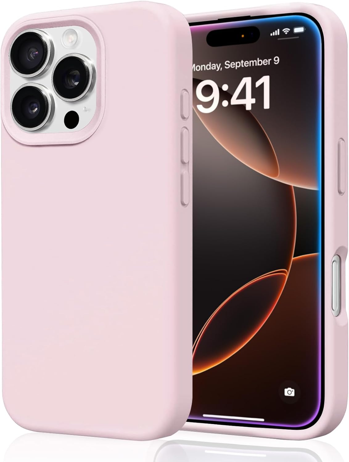 Compatible with iPhone 16 Pro Case, Liquid Silicone Soft Microfiber Lining Shockproof Gel Rubber Phone Case for iPhone 16 Pro 6.3-Inch Pink Sand