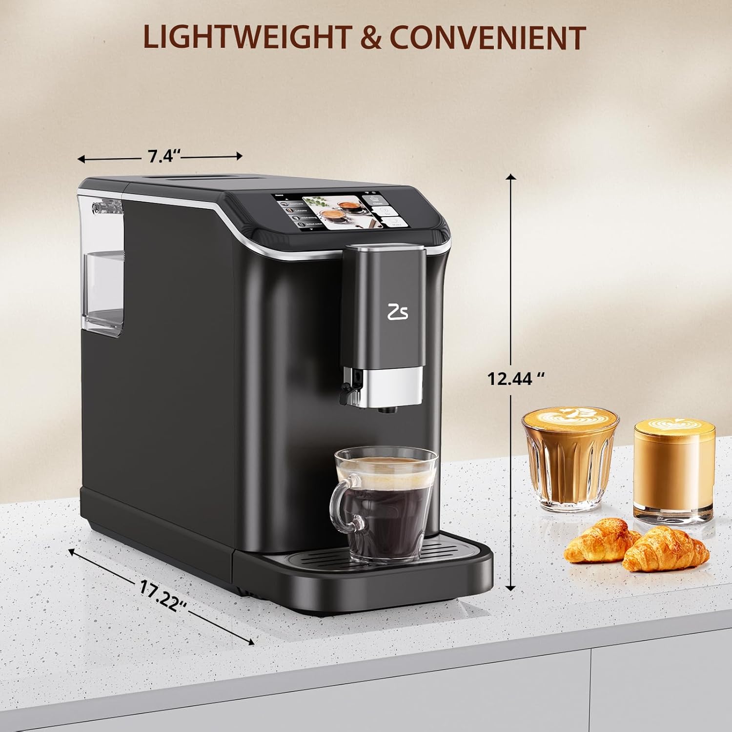 เครื่องชงกาแฟเอสเพรสโซอัตโนมัติ Zstar พร้อมเครื่องตีฟองนมอัตโนมัติ เครื่องบดในตัว กาแฟ 7 ชนิด จอสัมผัสสี เครื่องชงกาแฟเอสเพรสโซสำหรับบาริสต้าที่บ้าน