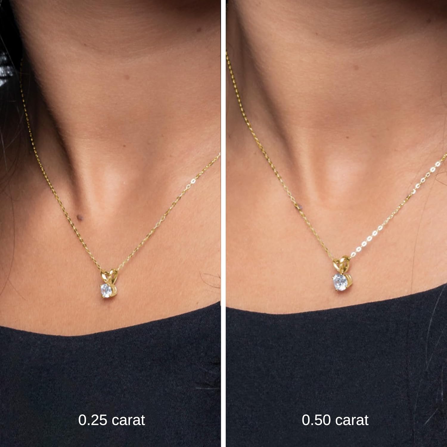 Amazon Essentials IGI Sertifikalı Solitaire Lab Yetiştirilmiş Pırlanta Kolye Kolye 14 Ayar Altın - 16 Zincir, 2" Genişletici ile