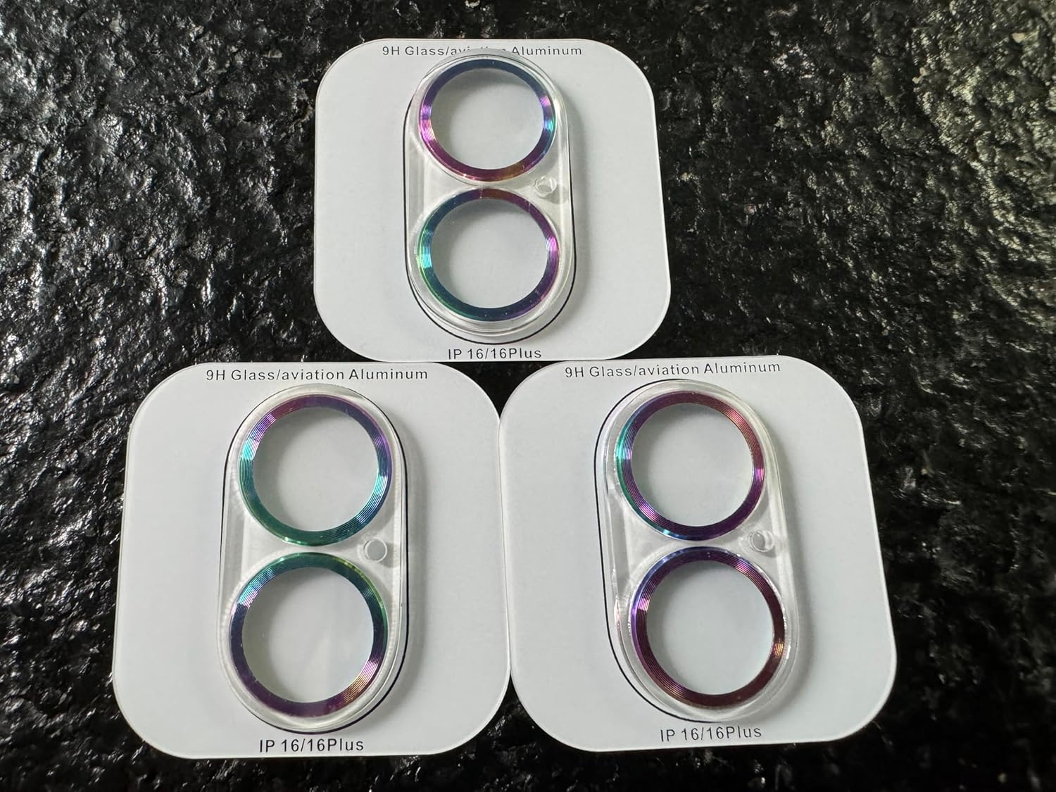 Lot de 3 protecteurs d'objectif pour iPhone 16 et 16 Plus, verre trempé, Ultra HD, dureté 9H, anti-rayures, compatible avec les coques, facile à installer [Cela n'affecte pas les photos de nuit]