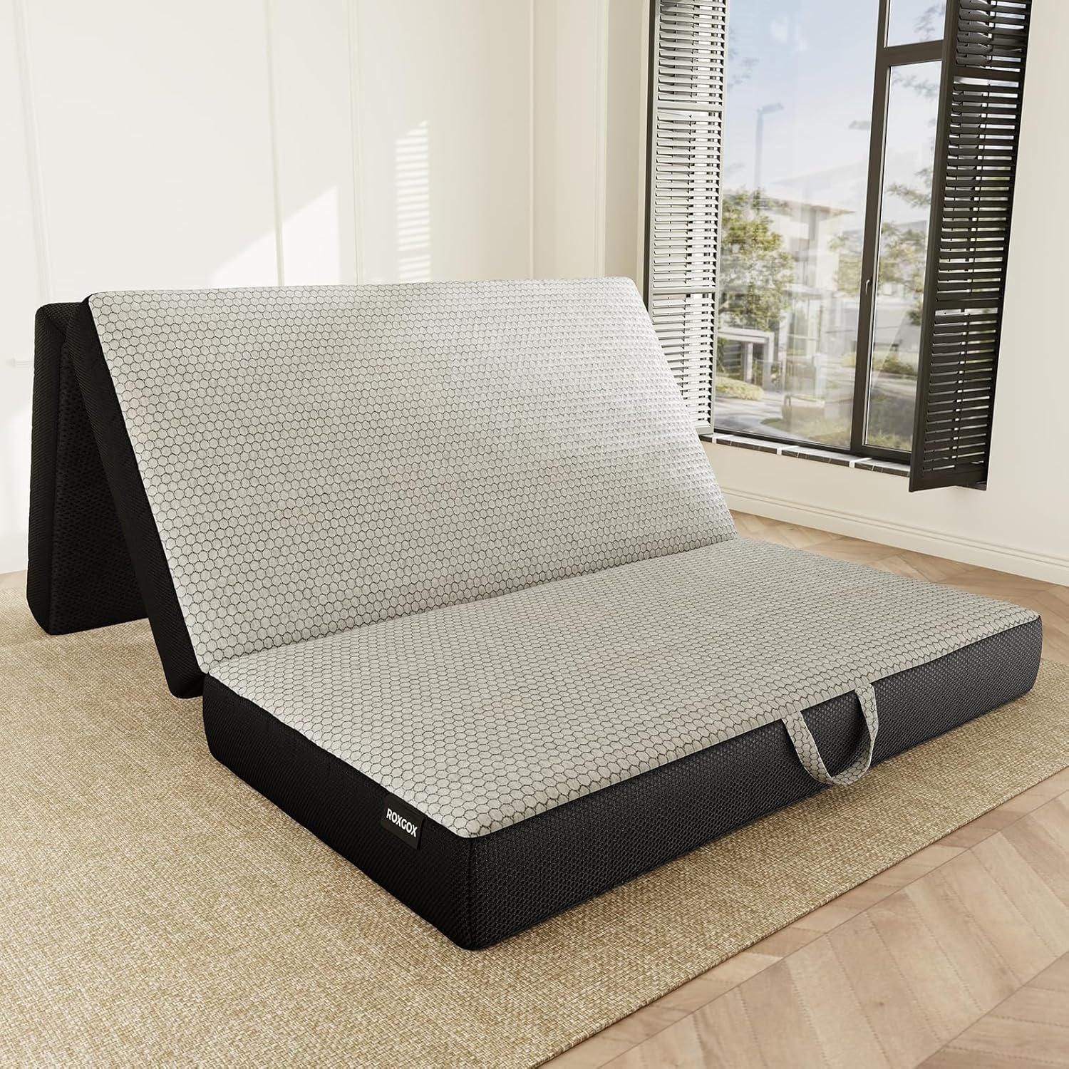 Memory Foam Mattress - Full Mattress 6 Inch, Trifold Mattress with Washable Cover, Handle  Non-Slip Bottom, Foldable Floor Mattress Guest Bed for RV, Travel, Camping, Yoga, 73x52"x6" · v2