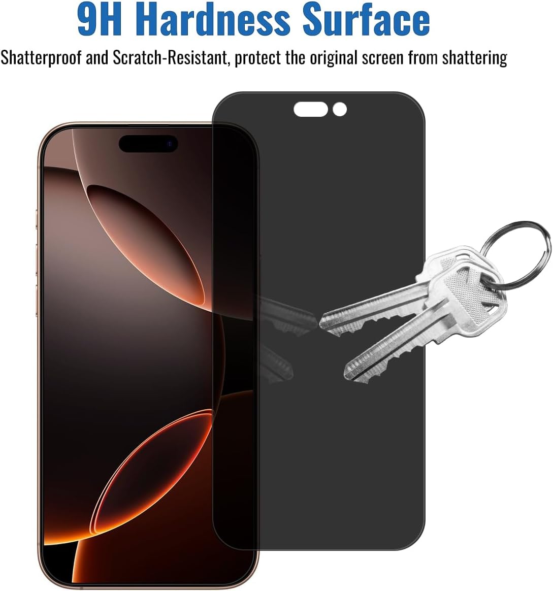 4 Pack Tempered Glass Privacy Screen Protector for iPhone 16 Pro Max [6.9 inch], Sensor Protection, Dynamic Island Compatible, 9H Tempered Glass Film, Anti-Scratch, Case Friendly, Easy Installation, Bubble Free, Case Friendly