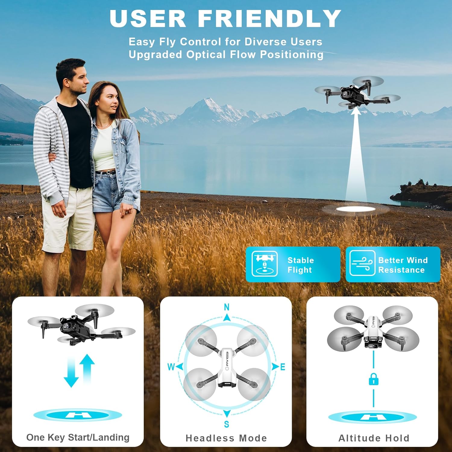 Mini Drone with Camera - Foldable Drone for beginners with 1080P FPV Camera, Upgrade Altitude Hold, Gestures Selfie, Waypoint Fly, Headless Mode, 3D Flip, One Key Start, 3 Speed Mode, 2 Batteries · v4