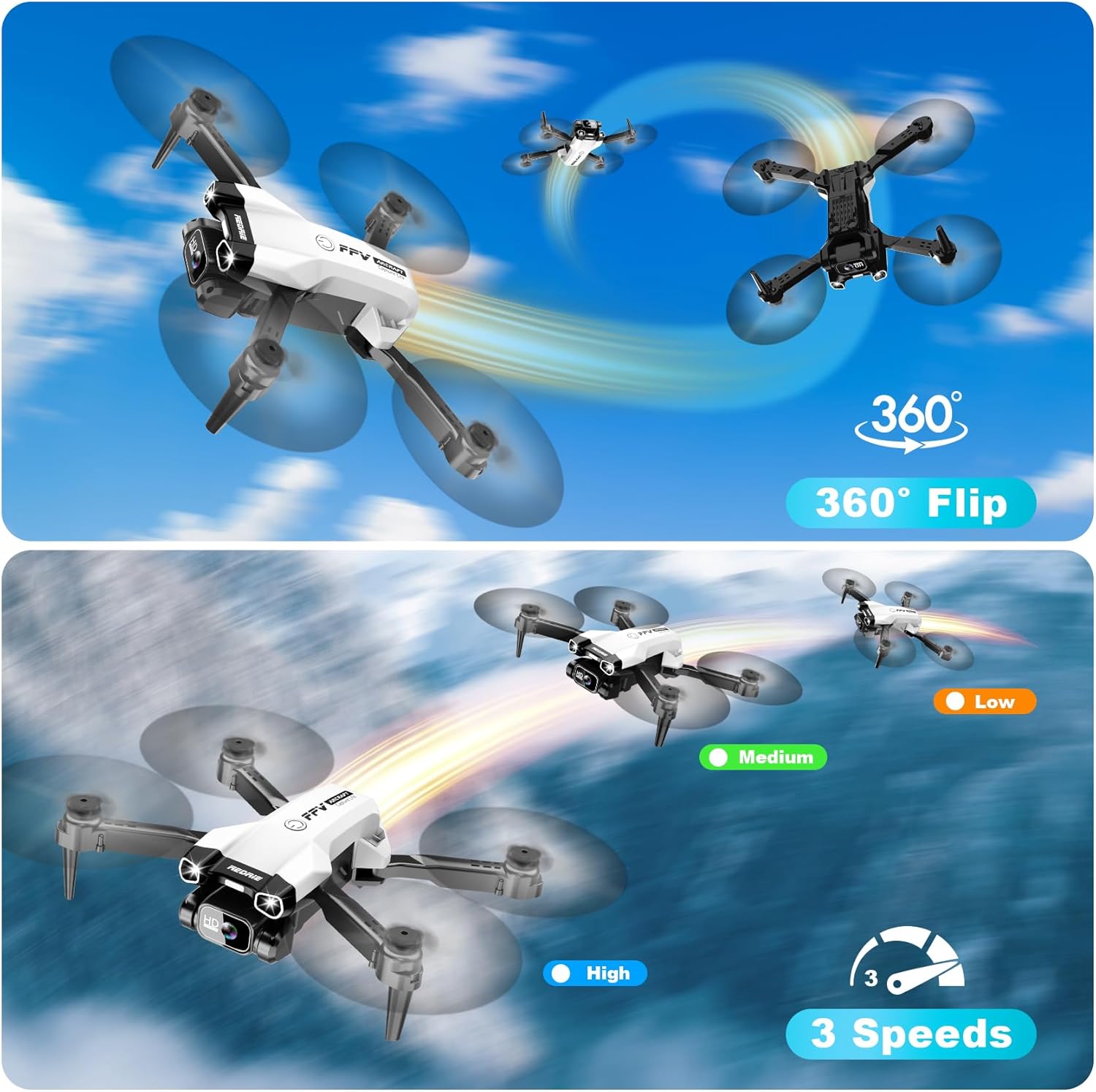 Mini Drone with Camera - Foldable Drone for beginners with 1080P FPV Camera, Upgrade Altitude Hold, Gestures Selfie, Waypoint Fly, Headless Mode, 3D Flip, One Key Start, 3 Speed Mode, 2 Batteries · v4