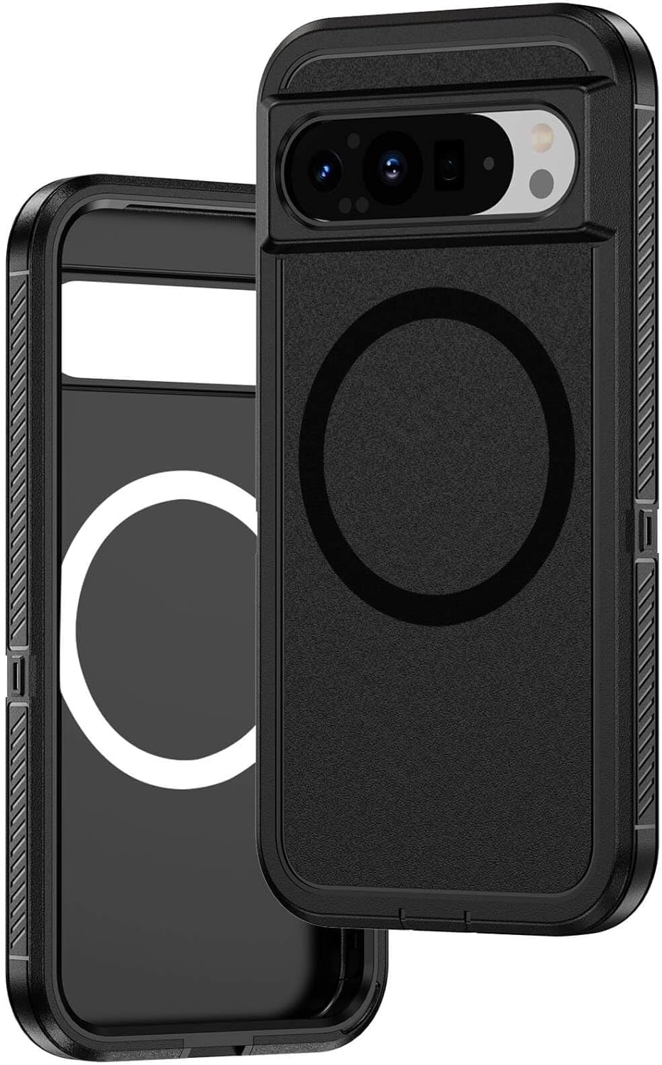 Custodia JanCalm per Pixel 9/Custodia per Pixel 9 Pro, compatibile con MagSafe, custodie robuste con paraurti antiscivolo, custodia magnetica protettiva antigraffio e antiurto per Google Pixel 9/9 Pro (nera)