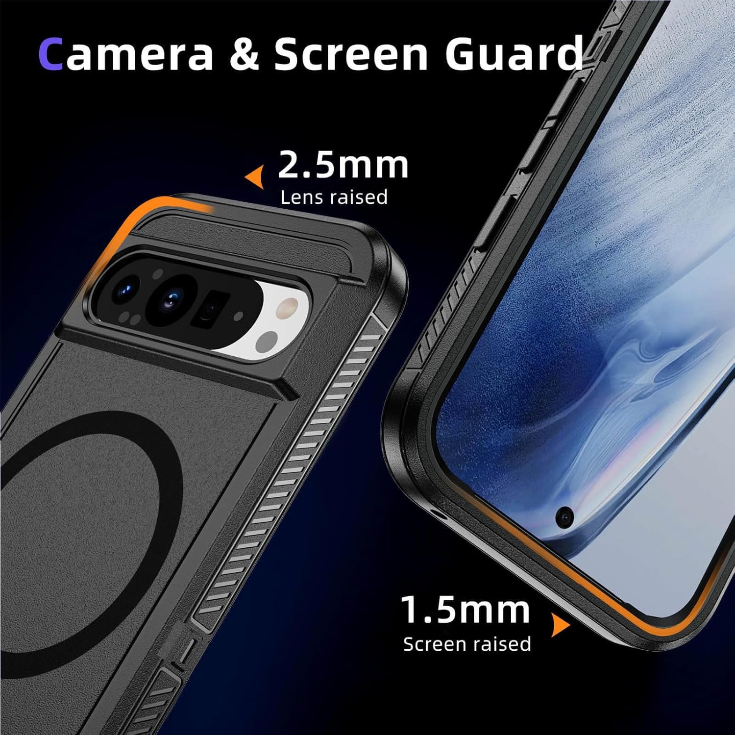 Ốp lưng JanCalm cho Pixel 9/Ốp lưng Pixel 9 Pro, Tương thích với MagSafe, Ốp lưng chống trượt, Ốp lưng điện thoại từ tính chống trầy xước, chống sốc cho Google Pixel 9/9 Pro (Đen)