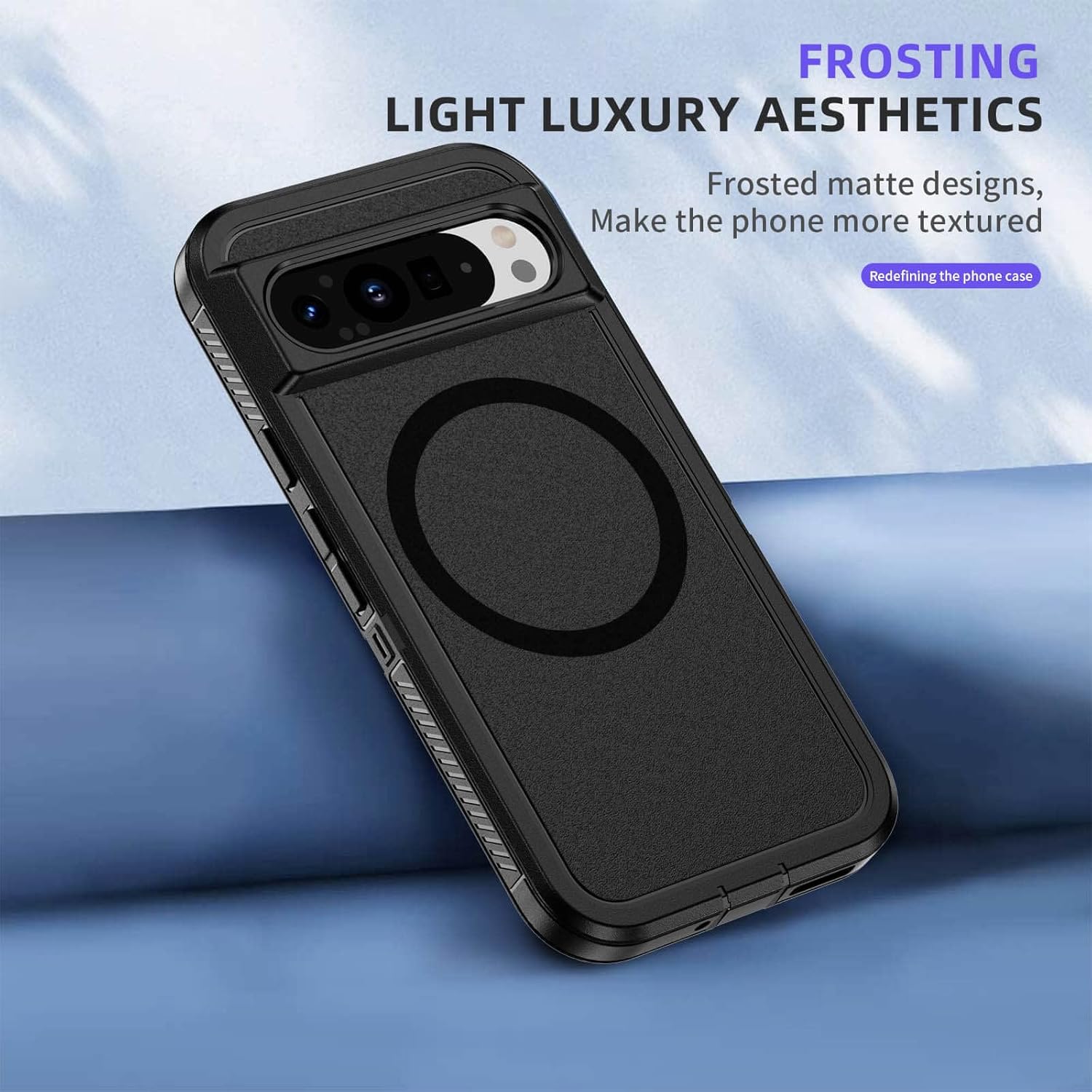 Ốp lưng JanCalm cho Pixel 9/Ốp lưng Pixel 9 Pro, Tương thích với MagSafe, Ốp lưng chống trượt, Ốp lưng điện thoại từ tính chống trầy xước, chống sốc cho Google Pixel 9/9 Pro (Đen)