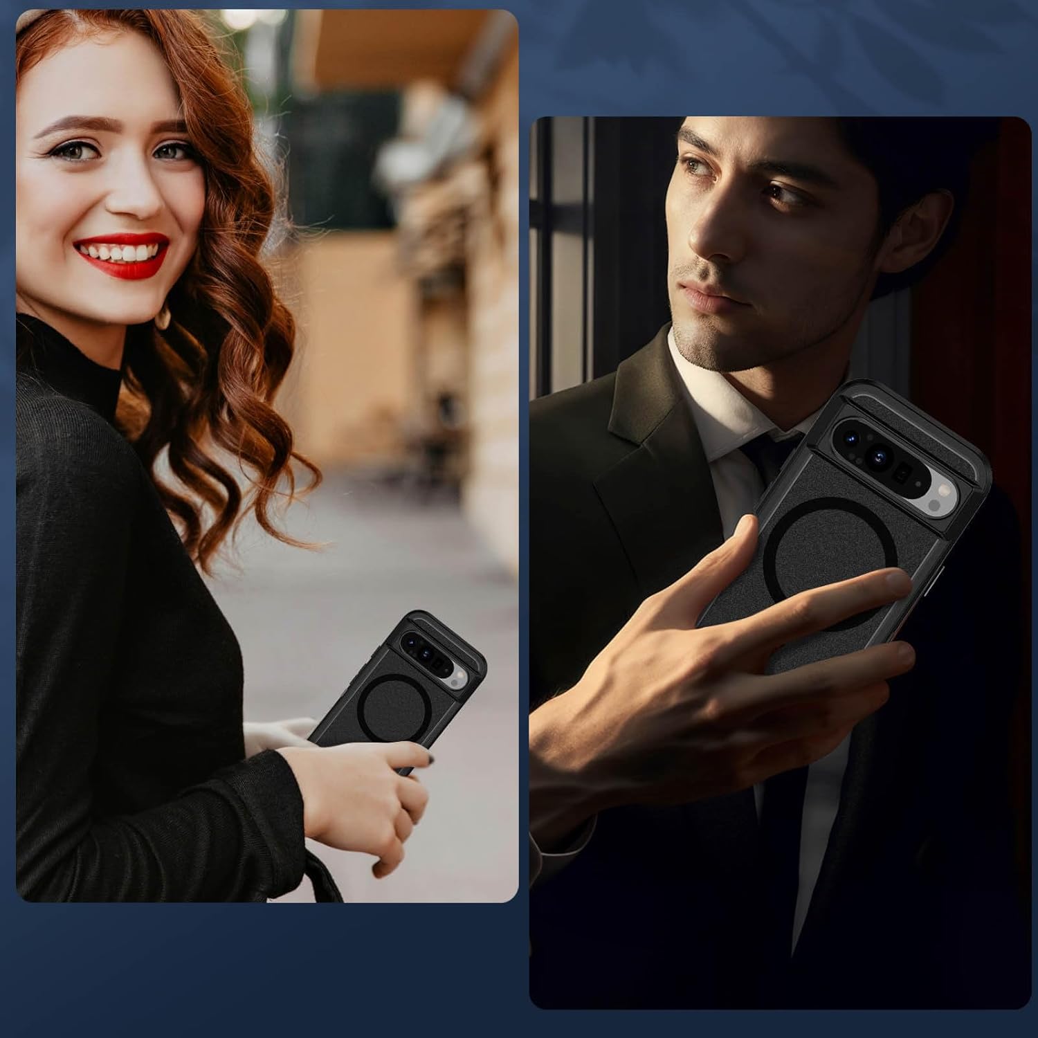 Ốp lưng JanCalm cho Pixel 9/Ốp lưng Pixel 9 Pro, Tương thích với MagSafe, Ốp lưng chống trượt, Ốp lưng điện thoại từ tính chống trầy xước, chống sốc cho Google Pixel 9/9 Pro (Đen)
