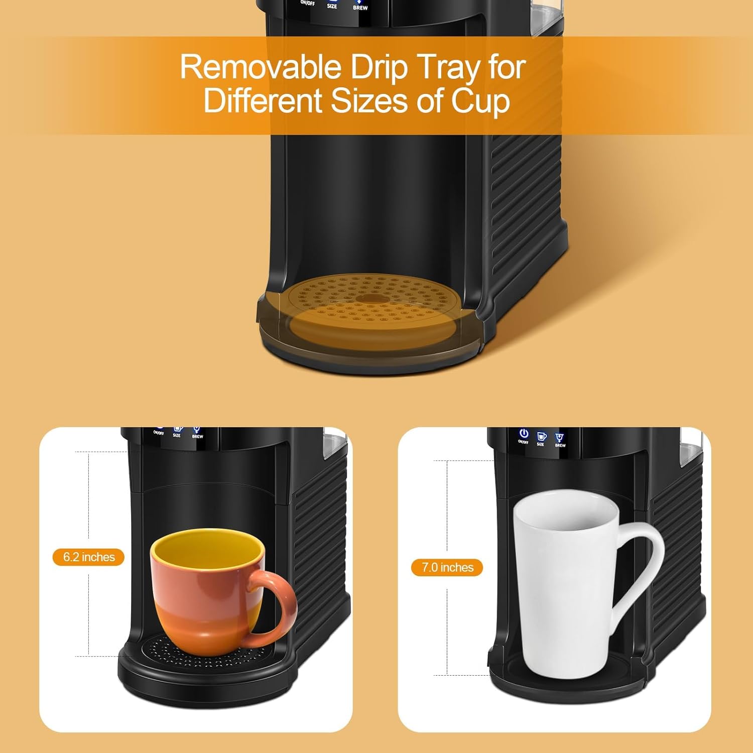 Cafetera 2 en 1 de una sola porción, cafetera K Cup de 40 oz para cápsulas K Cup y café molido, cafetera de una sola taza con 5 tamaños de preparación de hasta 14 oz, cafetera de diseño compacto para viajes