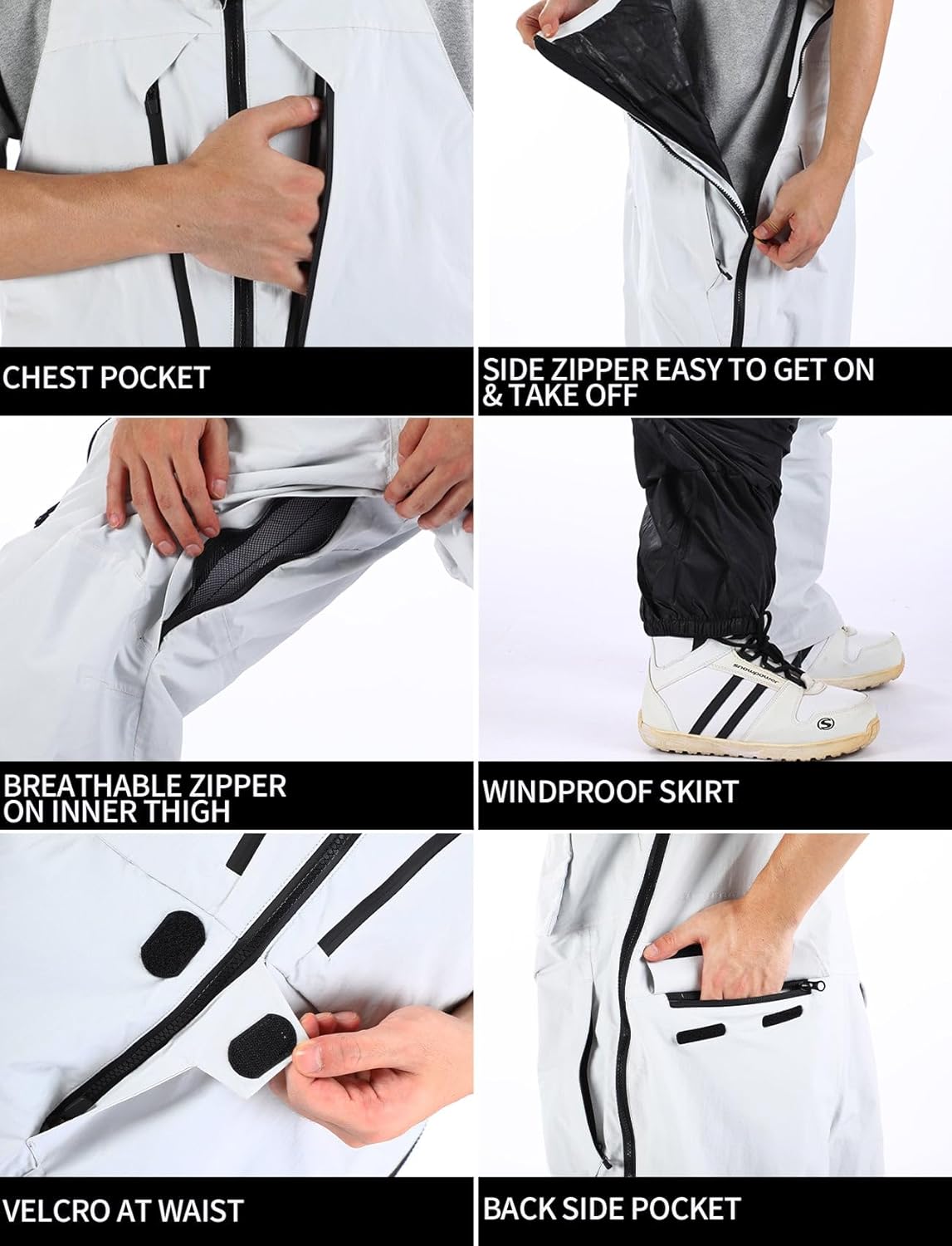 GSOU SNOW Mens Ski Bibs Women Snowboard Pants Bib Snow Insulated Overalls Waterproof Windproof Winter Warm Sport · v3