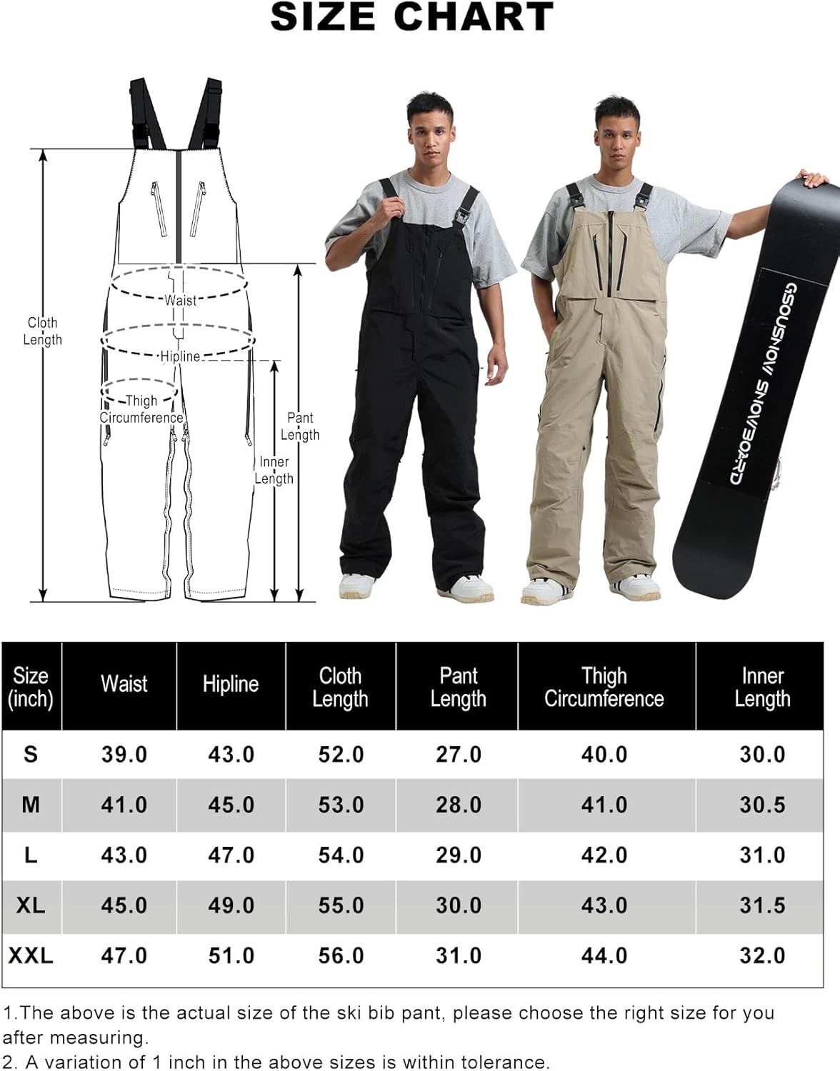 GSOU SNOW Mens Ski Bibs Women Snowboard Pants Bib Snow Insulated Overalls Waterproof Windproof Winter Warm Sport · v3