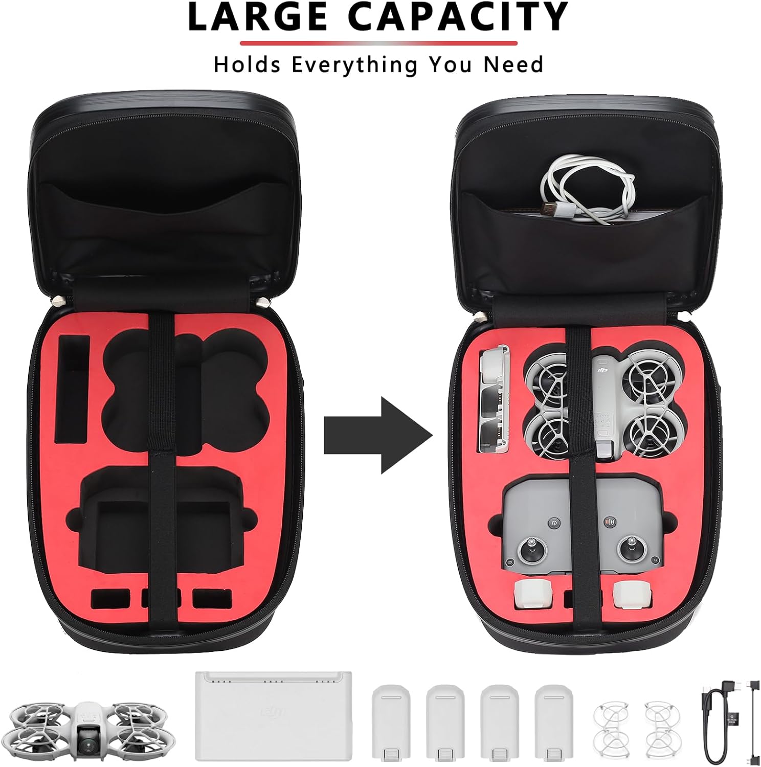 Hard Backpack Case for DJI Neo - Portable Waterproof Hardshell Backpack for DJI Neo Fly More Combo Drone and Accessories · v3