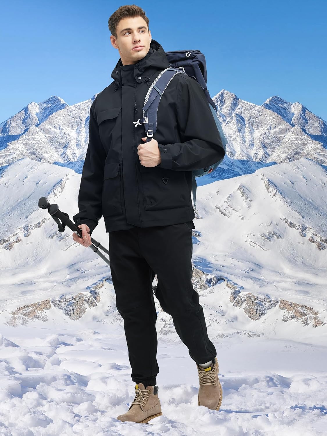 YGREYG 3-in-1-Wintermäntel für Herren, Skijacke, Winter, warme Schneepuffer, wasserdichte Oberbekleidung, Snowboardjacken