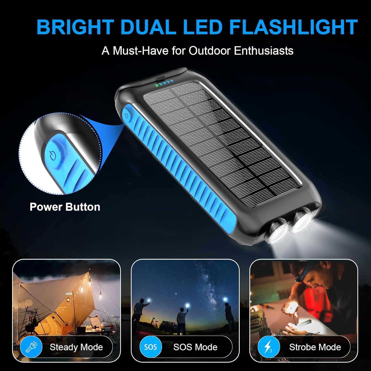 2 Pack Solar Power Bank 49800mAh   Portable Solar Charger 38800mAh with USB-C Port/LED Flashlight for Camping Travel Outdoor Activities · v6