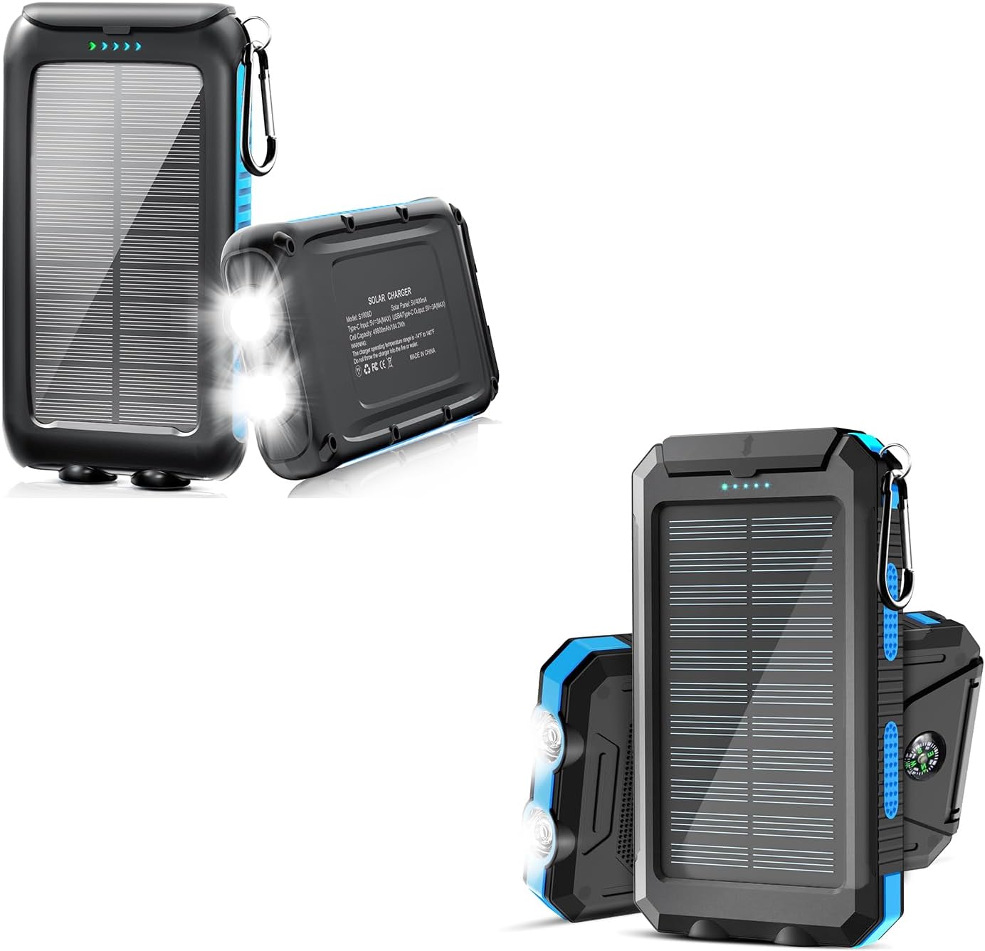2 Pack Solar Power Bank 49800mAh   Portable Solar Charger 38800mAh with USB-C Port/LED Flashlight for Camping Travel Outdoor Activities · v5