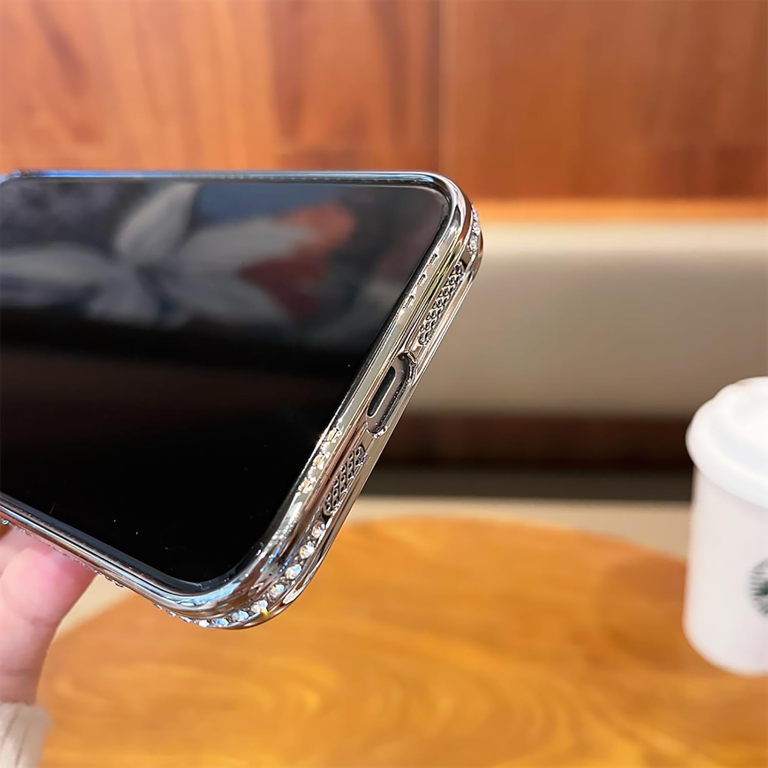 for iPhone 15 Pro Max Case,Luxury Plating Glitter Bling Sparkly Diamond Rhinestone Cover with Camera Protector and Magsafe for Women Girl Silicone Shockproof Case for iPhone 15 Pro Max -Silvery · v2